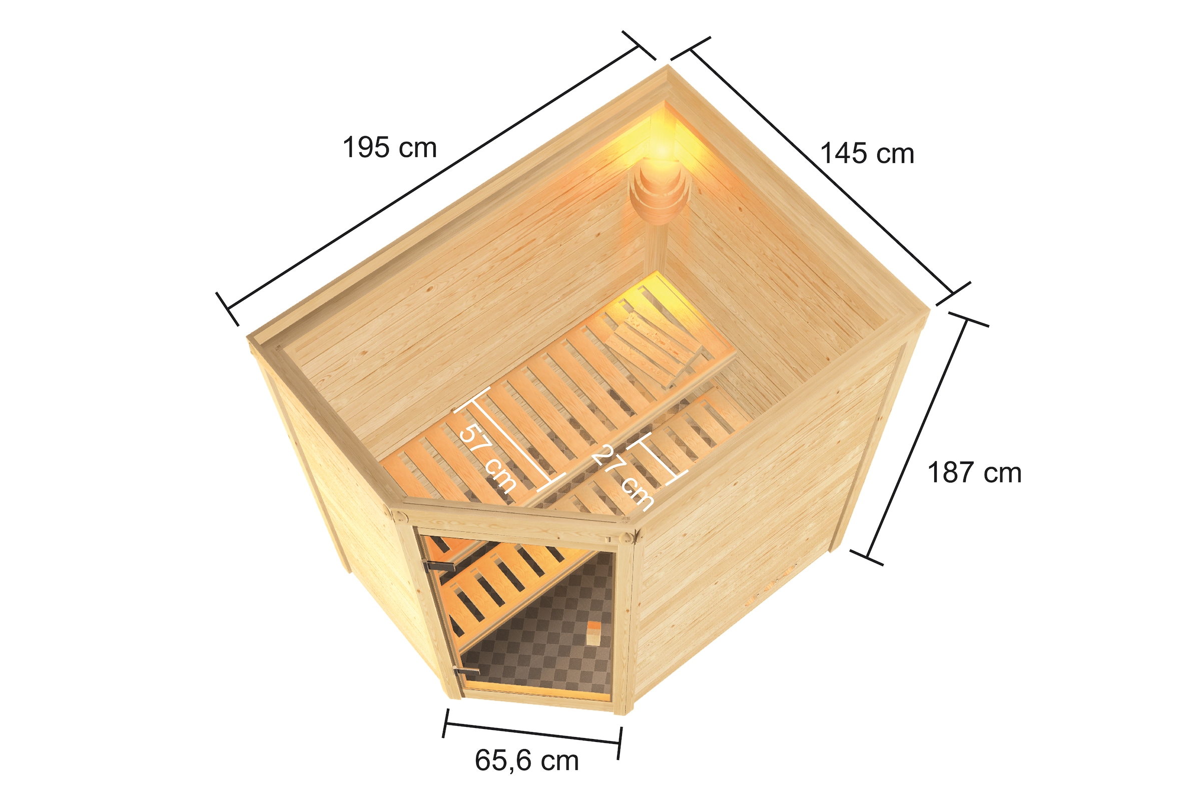 Karibu Sauna »"Juli" mit bronzierter Tür, naturbelassen« aus hochwertiger nordischer Fichte