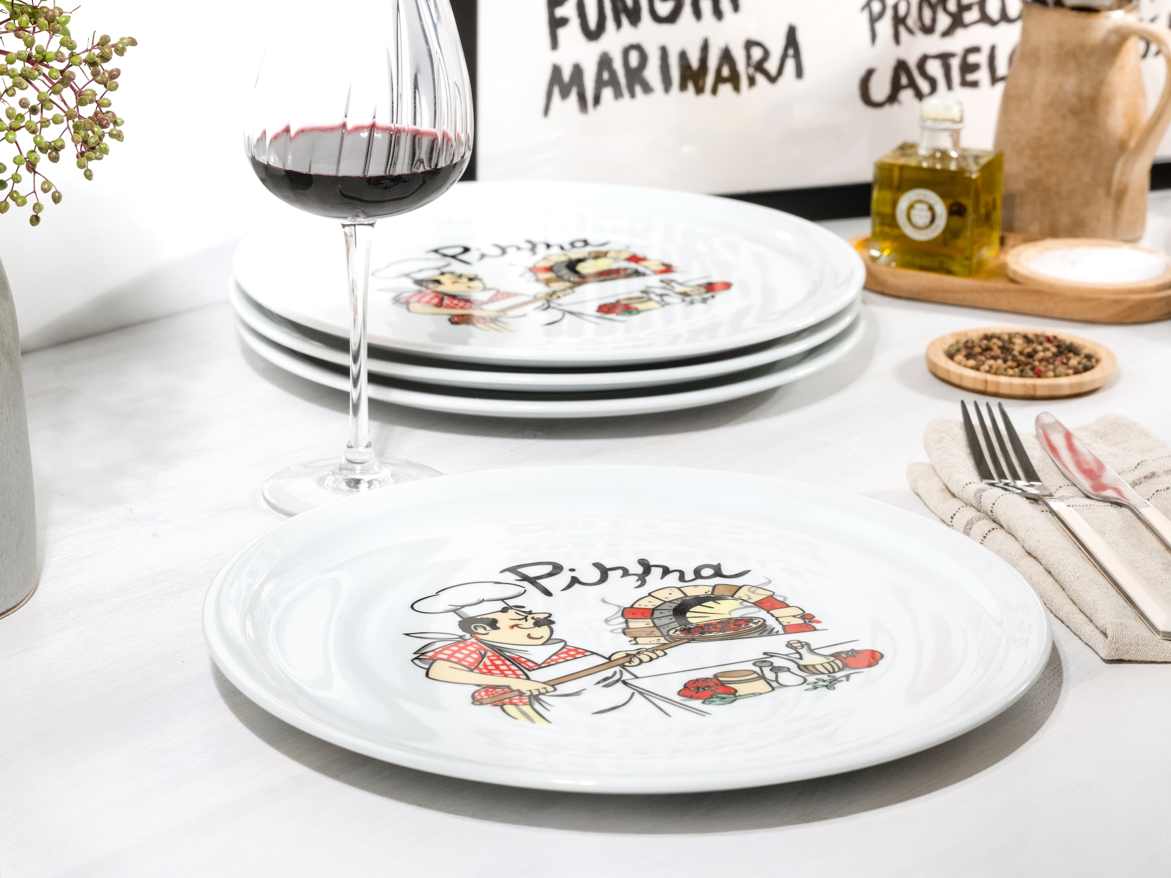 CreaTable Pizzateller »Milano Pizzabäcker, Teller-Set, 4-tlg.« Vielseitig einsetzbar, Europäische Qualität