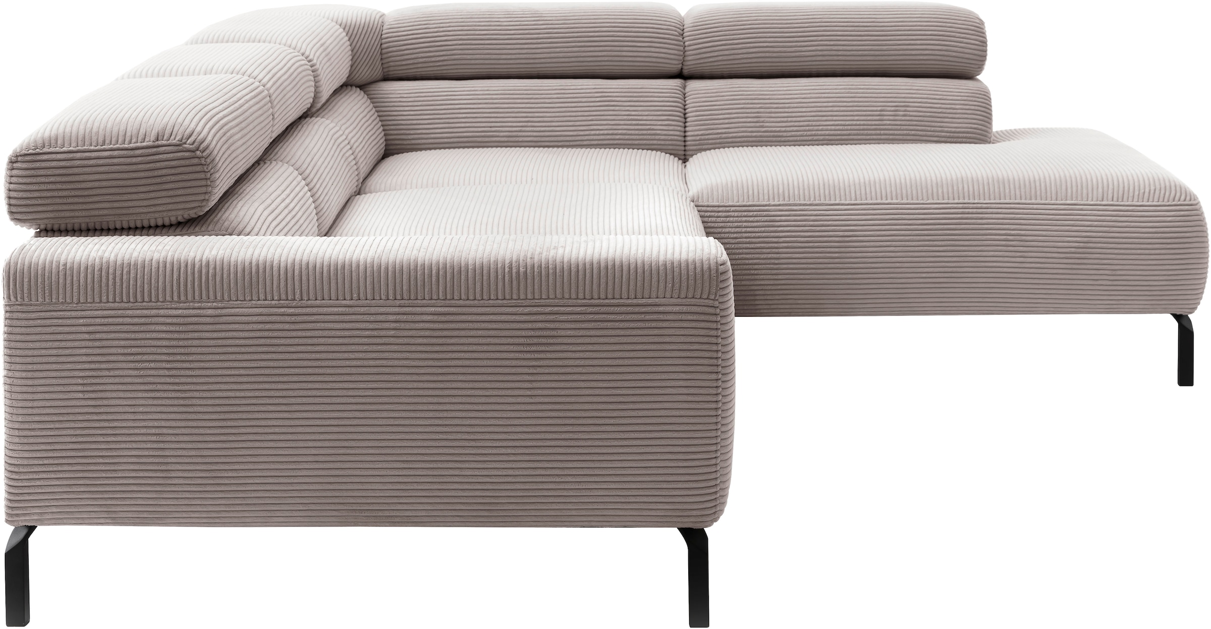Home affaire Ecksofa »Antonelli, L-Form,  inkl. Kopfteilverstellung, Breite 276 cm« ohne Sitztiefenverstellung, in Cord, taupe