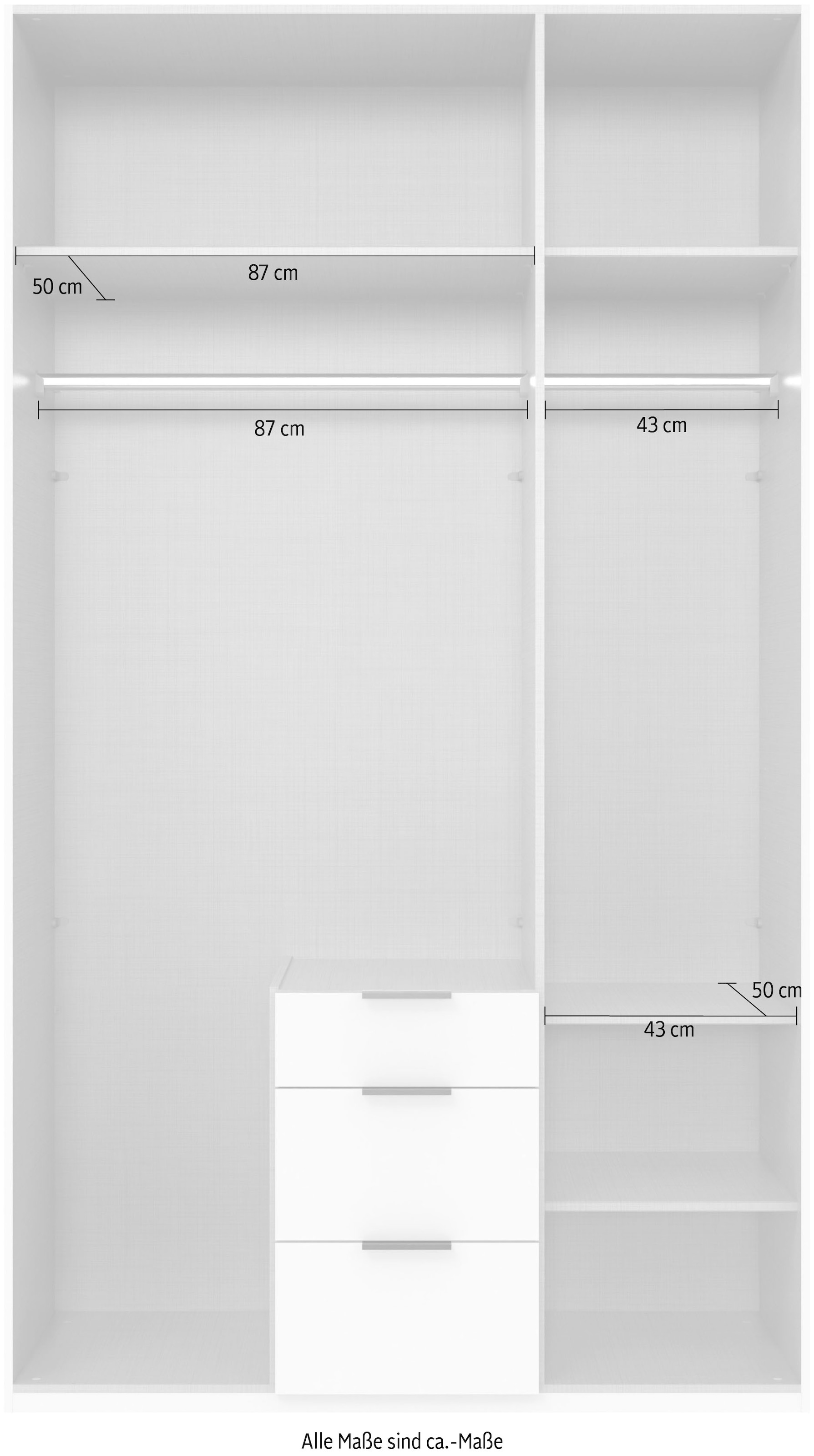 Wimex Drehtürenschrank »Mugano, 135 oder 180cm breit, 208 oder 236cm hoch, Made in Germany«, (mit langen Griffstangen aus Metall), wahlweise mit oder ohne Spiegel, mit Schubladen