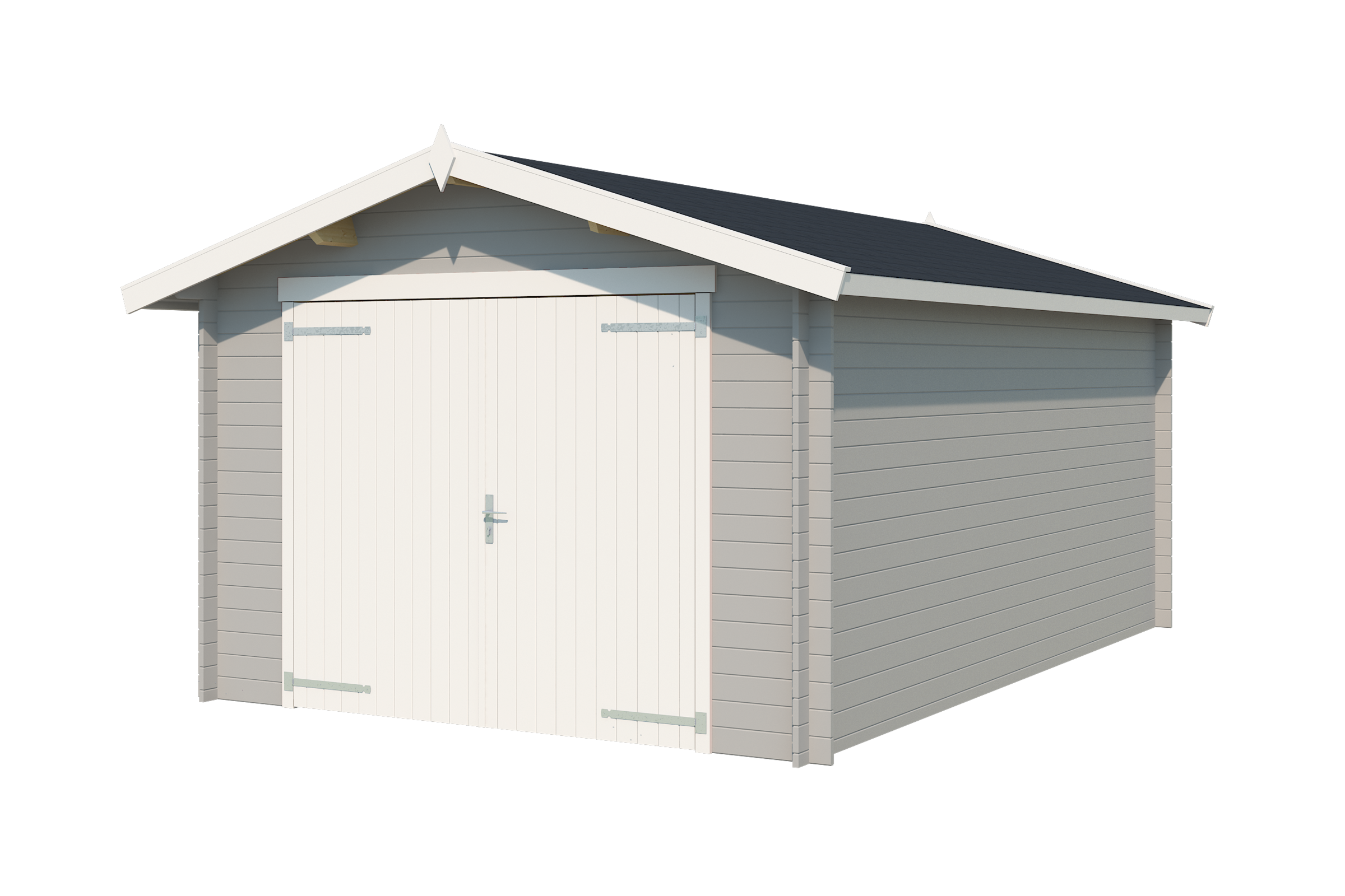 Nordic Holz Einzelcarport »MAURITIUS 34«, 229 cm, Lichtgrau, breites Vollholz-Garagentor