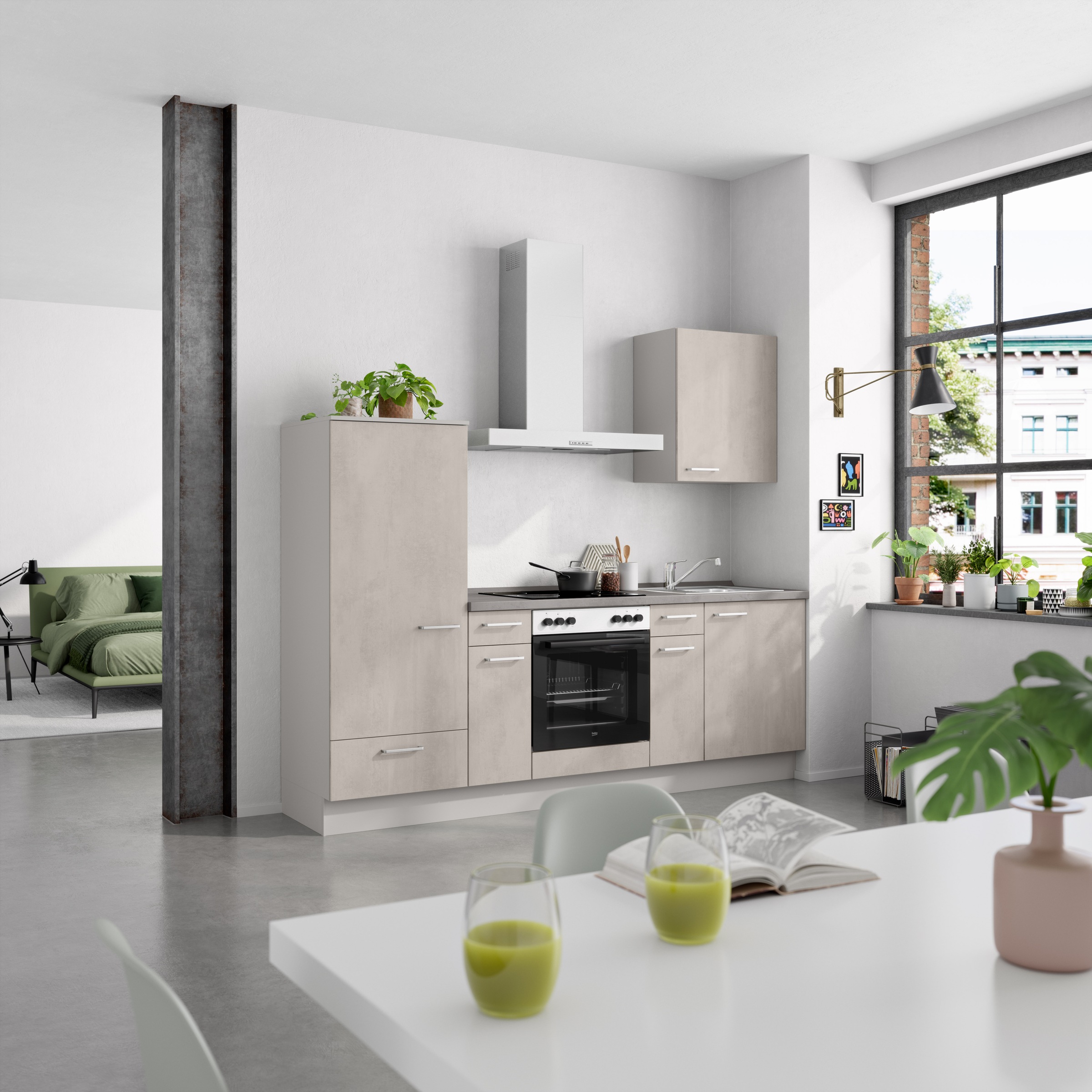 nobilia® Küchenzeile »"Riva I"« vormontiert, Ausrichtung wählbar, Breite 240 cm, wahlw. mit E-Geräten