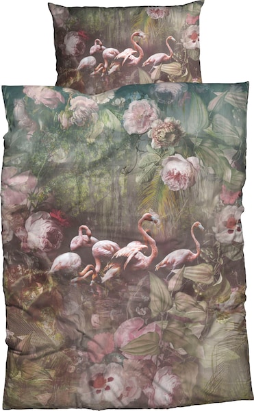 CASATEX Bettwäsche »Flamina«, (2 tlg.), zauberhafte Flamingos und Pfingstro günstig online kaufen