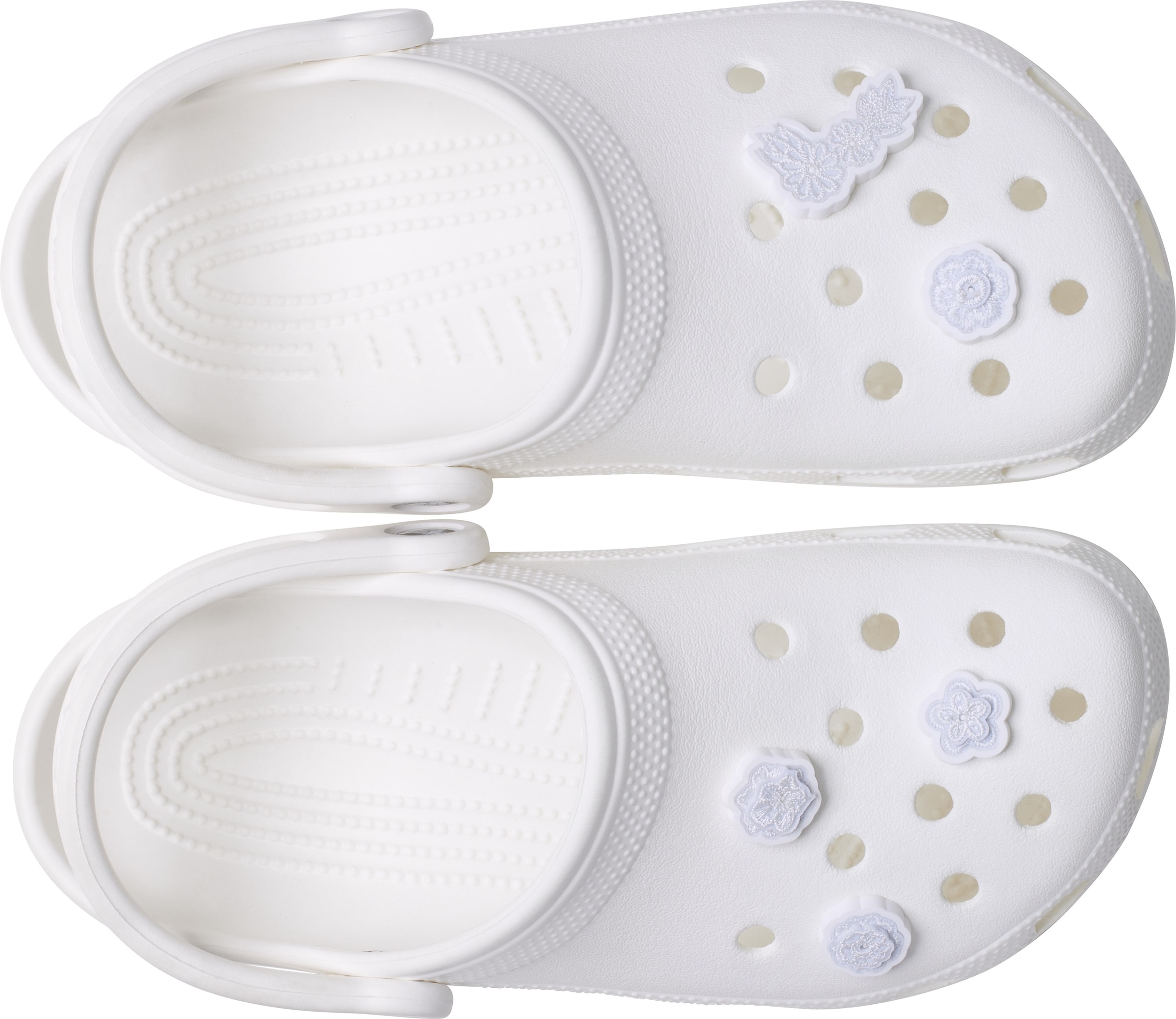 Crocs Schuhanstecker »Jibbitz "White Elegant Floral« Set, Kein Spielzeug. Nicht für Kinder unter 3 Jahren geeignet, 5 Stk. , Schuh Charms mit besticktem Vintage Design