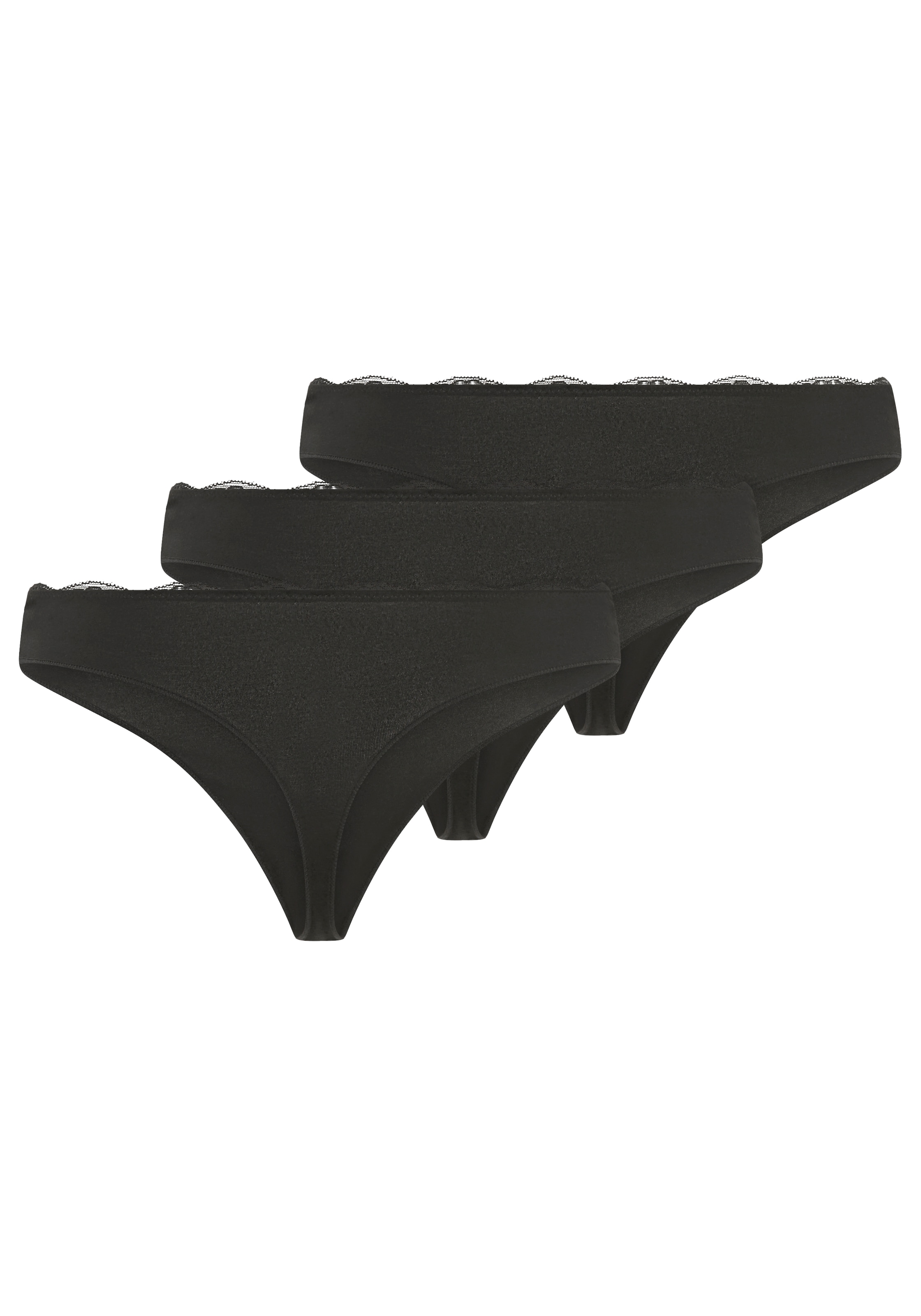 YSABEL MORA Tanga »BASIC COLLECTION COTTON WITH LACE« 3er Pack,  nicht nur bequem, sondern auch romantische Spitzendetails