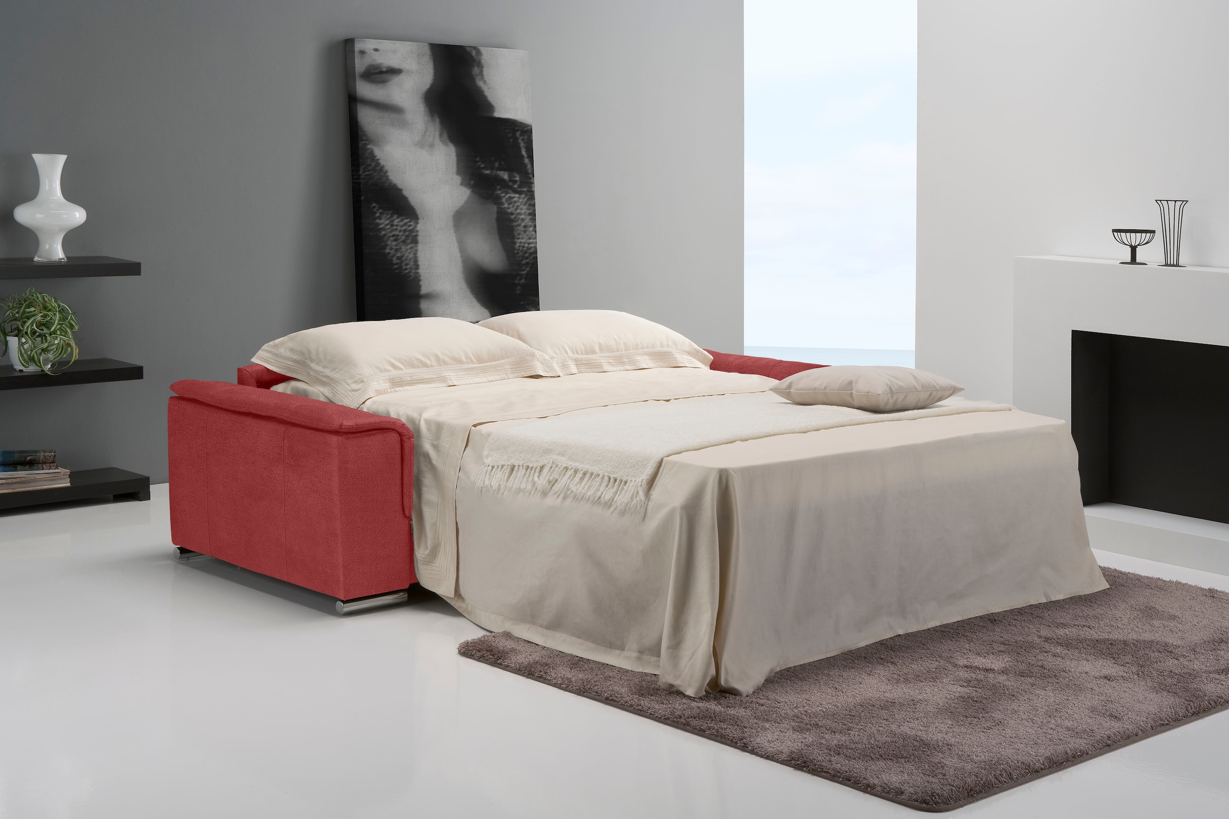 Egoitaliano Schlafsofa »Cecilia, modern & elegant, erstklassiger Sitzkomfort, Dauerschläfer«, inkl. Matratze und hochwertigem Metallbettrahmen, toller Schlafkomfort