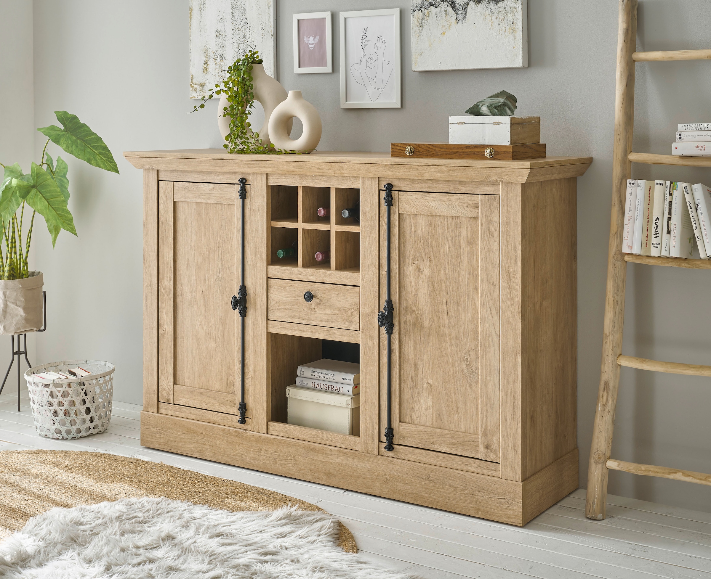 Highboard »Cornwall, Kommode im Landhausstil, Schrank, Sideboard, Eiche Dekor«, (1...