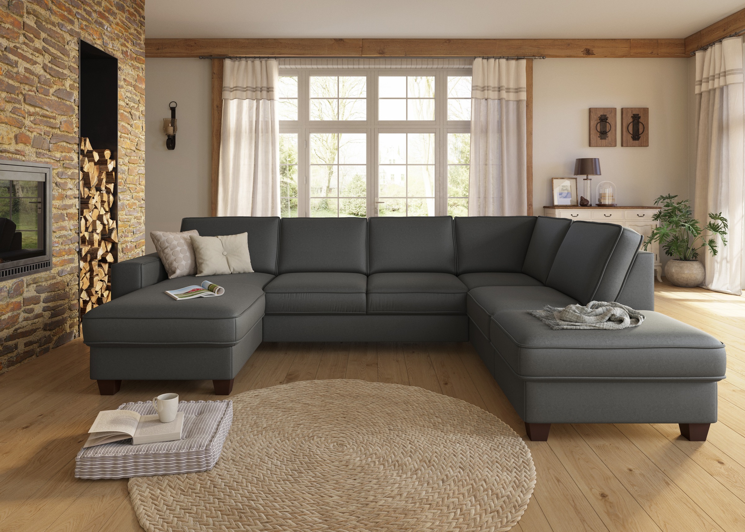 Home affaire Wohnlandschaft »County U-Form« wahlweise Ottomane links oder r günstig online kaufen