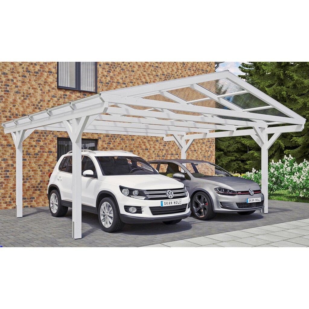 Skanholz Doppelcarport »Westerwald«, Leimholz-Nordisches Fichtenholz, 534 cm, weiß