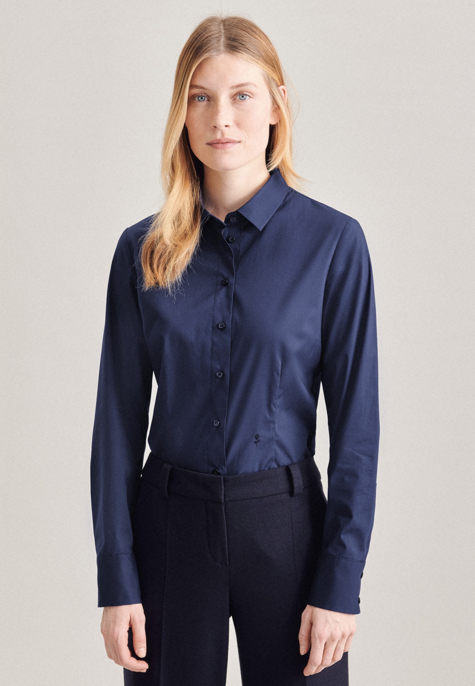 seidensticker Klassische Bluse »Schwarze Uni Kragen Langarm Online-Shop im Rose«, kaufen