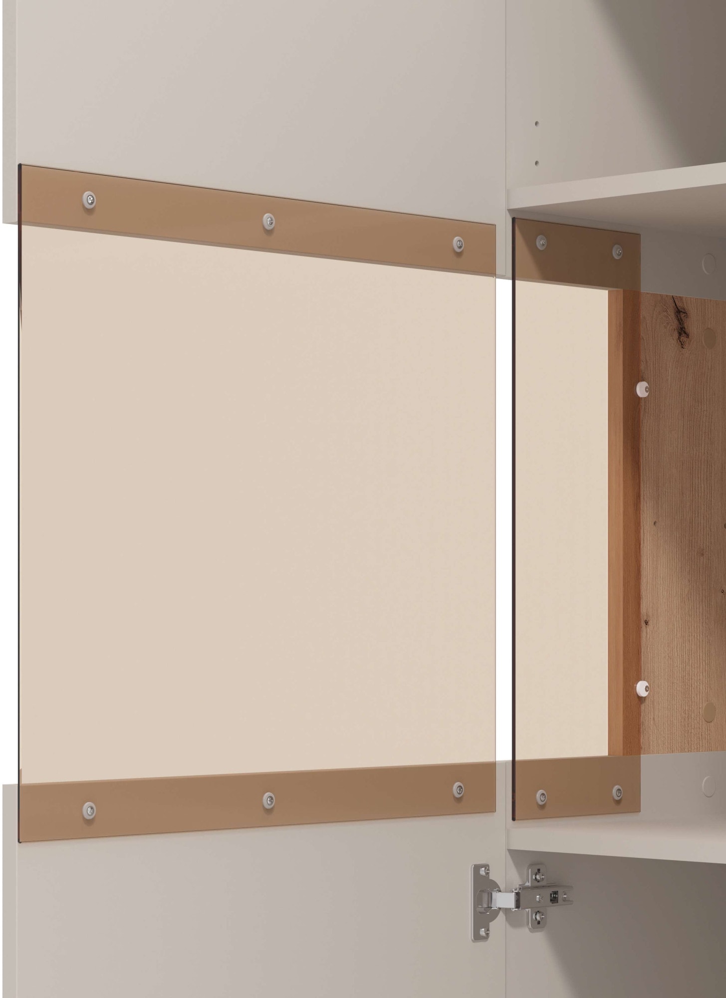 Home affaire Highboard »Essex, Hochkommode, Vitrine, Glasvitrine, Kombi-Highboard« Modernes Highboard in Kaschmir mit Glasfront & Lamellen-Optik