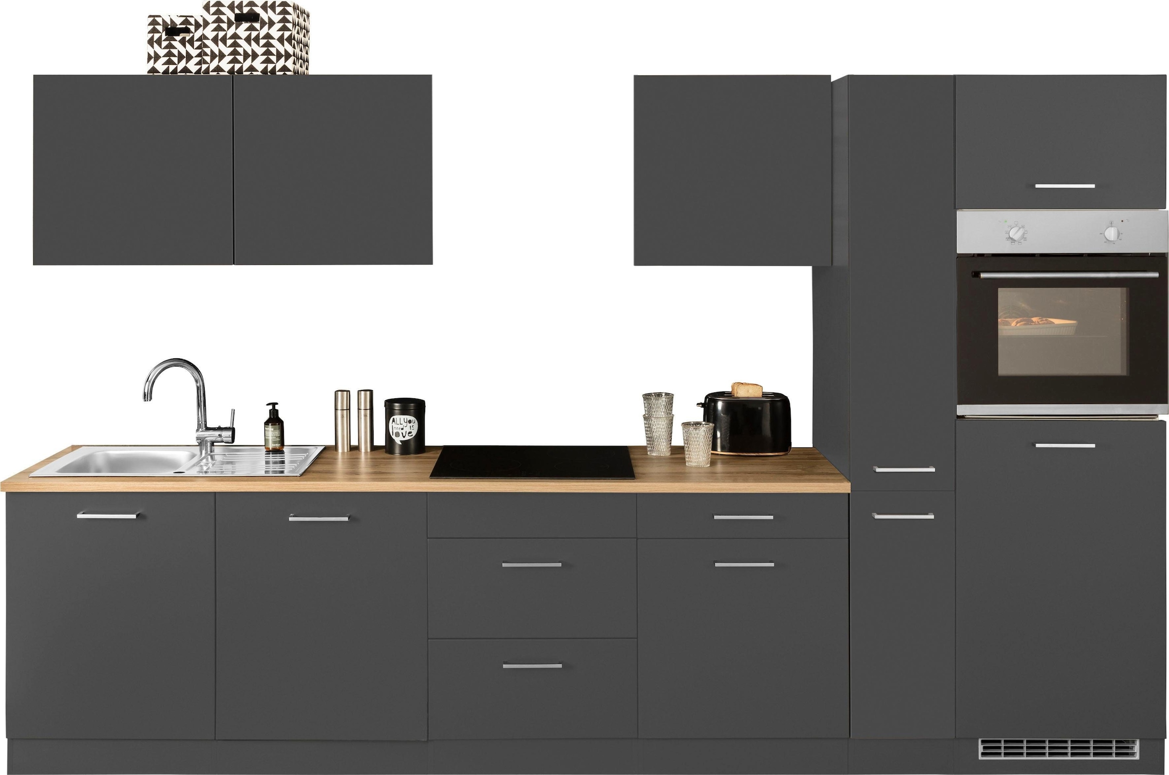 KOCHSTATION Küchenzeile »KS-Kehl«, ohne E-Geräte, Breite 330 cm, für Kühlschrank