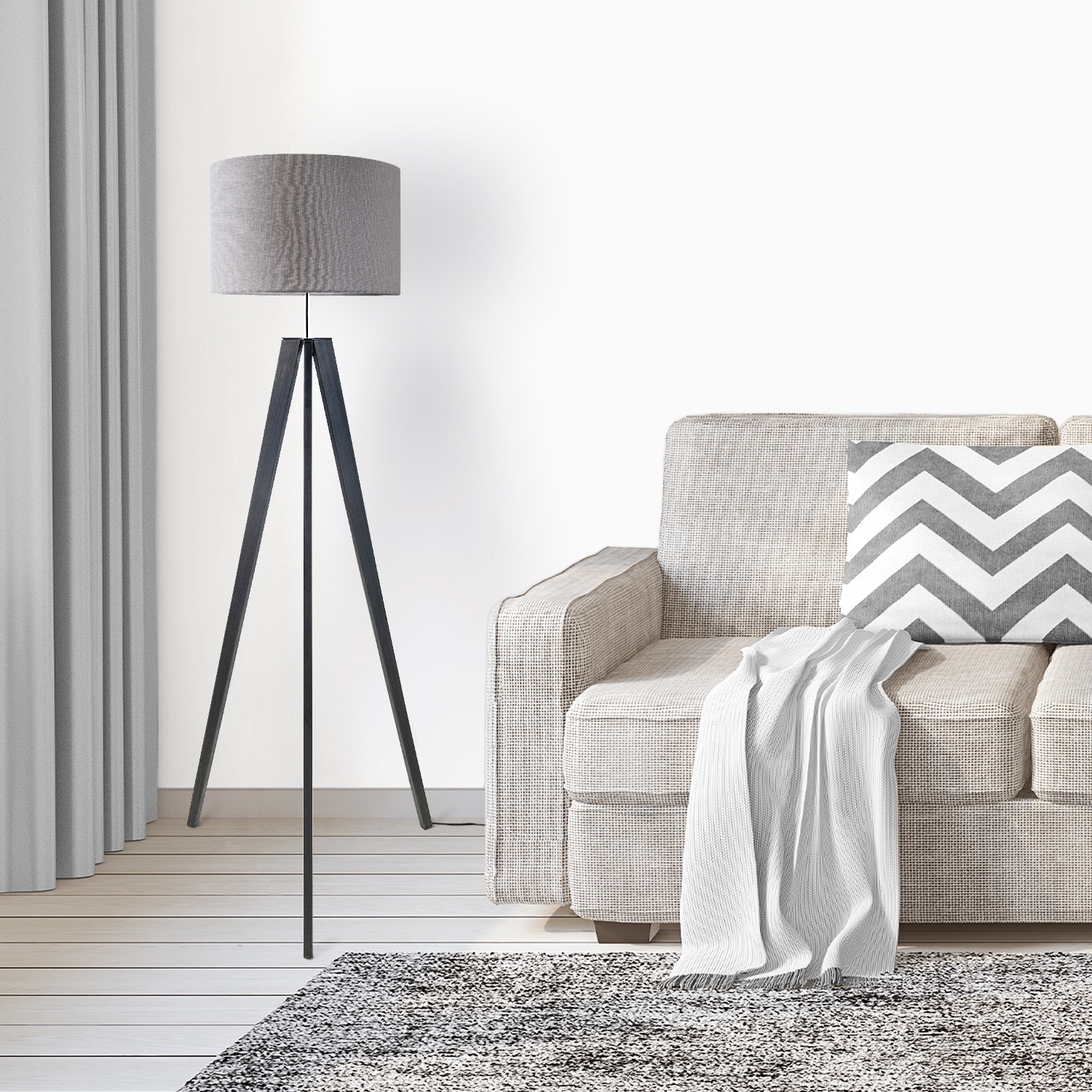 Paco Home Stehlampe »Canvas uni Color«, 1 flammig, Leuchtmittel E27   ohne günstig online kaufen