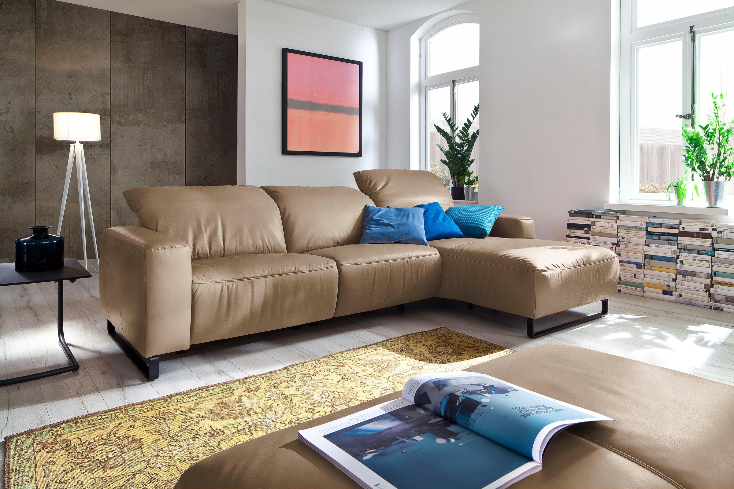 Home affaire Ecksofa »Juist L-Form«, mit Kopfteilverstellung und schwarzen günstig online kaufen