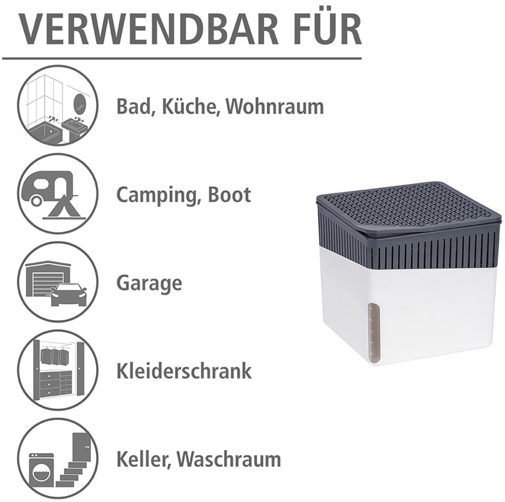 WENKO Luftentfeuchter »Modell Cube«, für 80 m³ Räume, Tank 1,6 l, mit 2 x 1000 g Entfeuchter-Blöcken