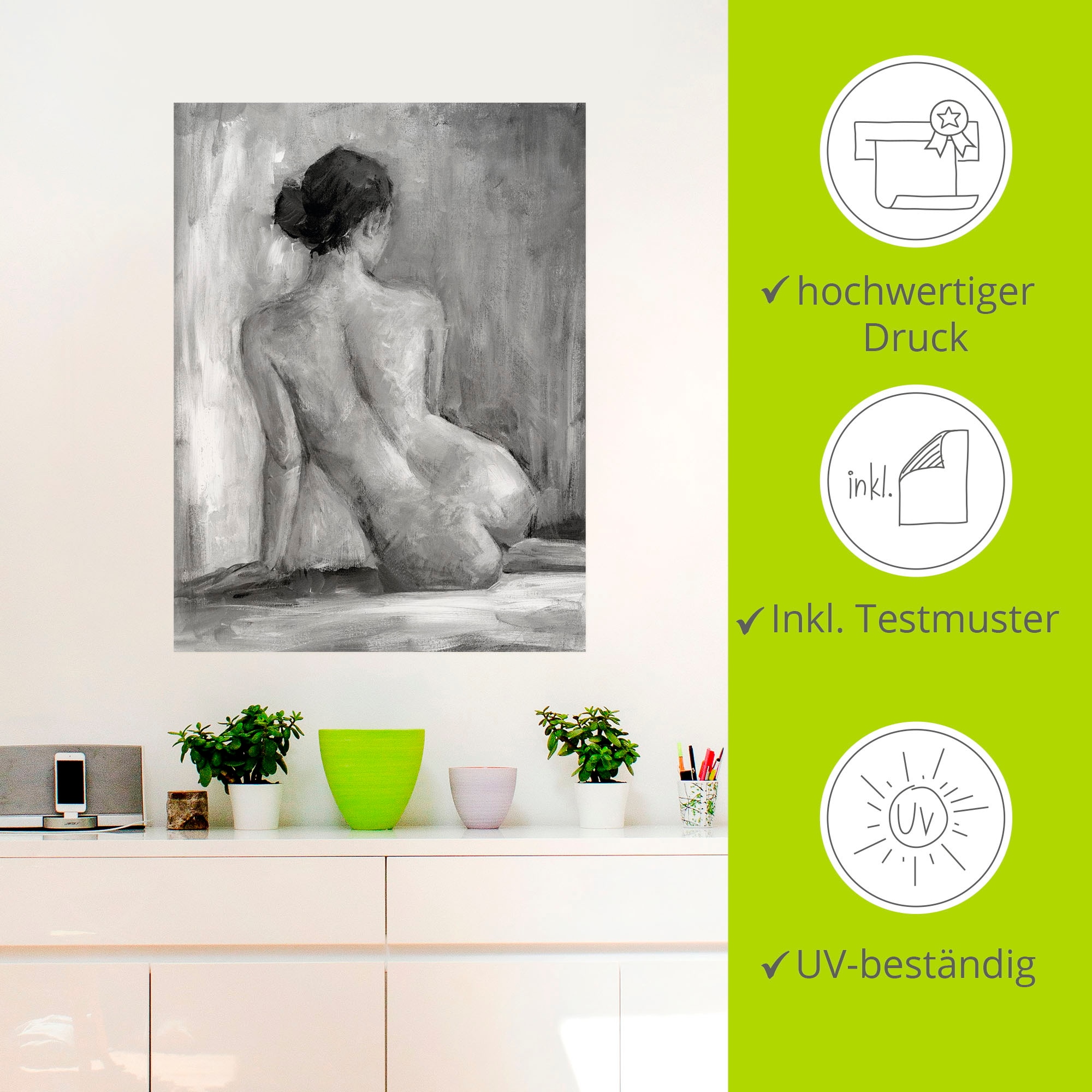 Artland Wandbild »Figur in schwarz & weiß I«, Frau, (1 St.), als Alubild, Outdoorbild, Leinwandbild, Poster, Wandaufkleber