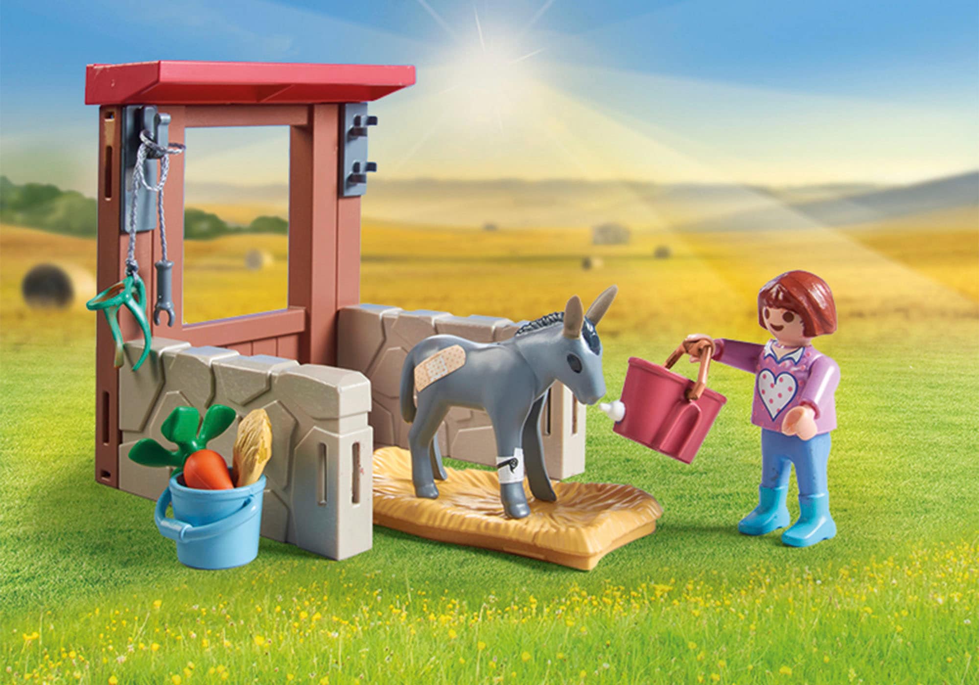 Playmobil® Konstruktions-Spielset »Tierarzteinsatz bei den Eseln (71471), Country«, (55 St.), teilweise aus recyceltem Material; Made in Europe