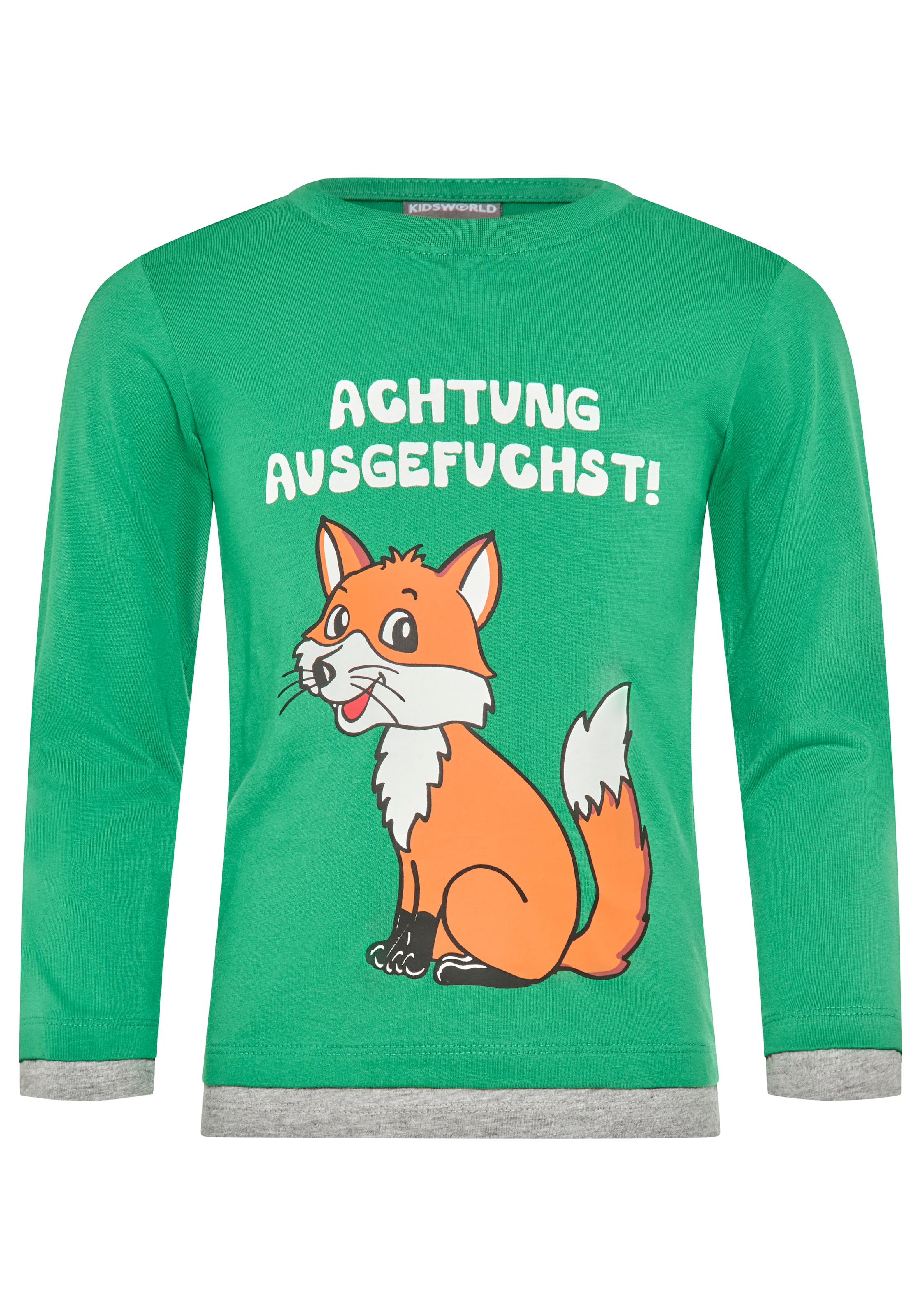 KIDSWORLD Langarmshirt »ACHTUNG AUSGEFUCHST«, Shirt mit coolem Fuchsdruck