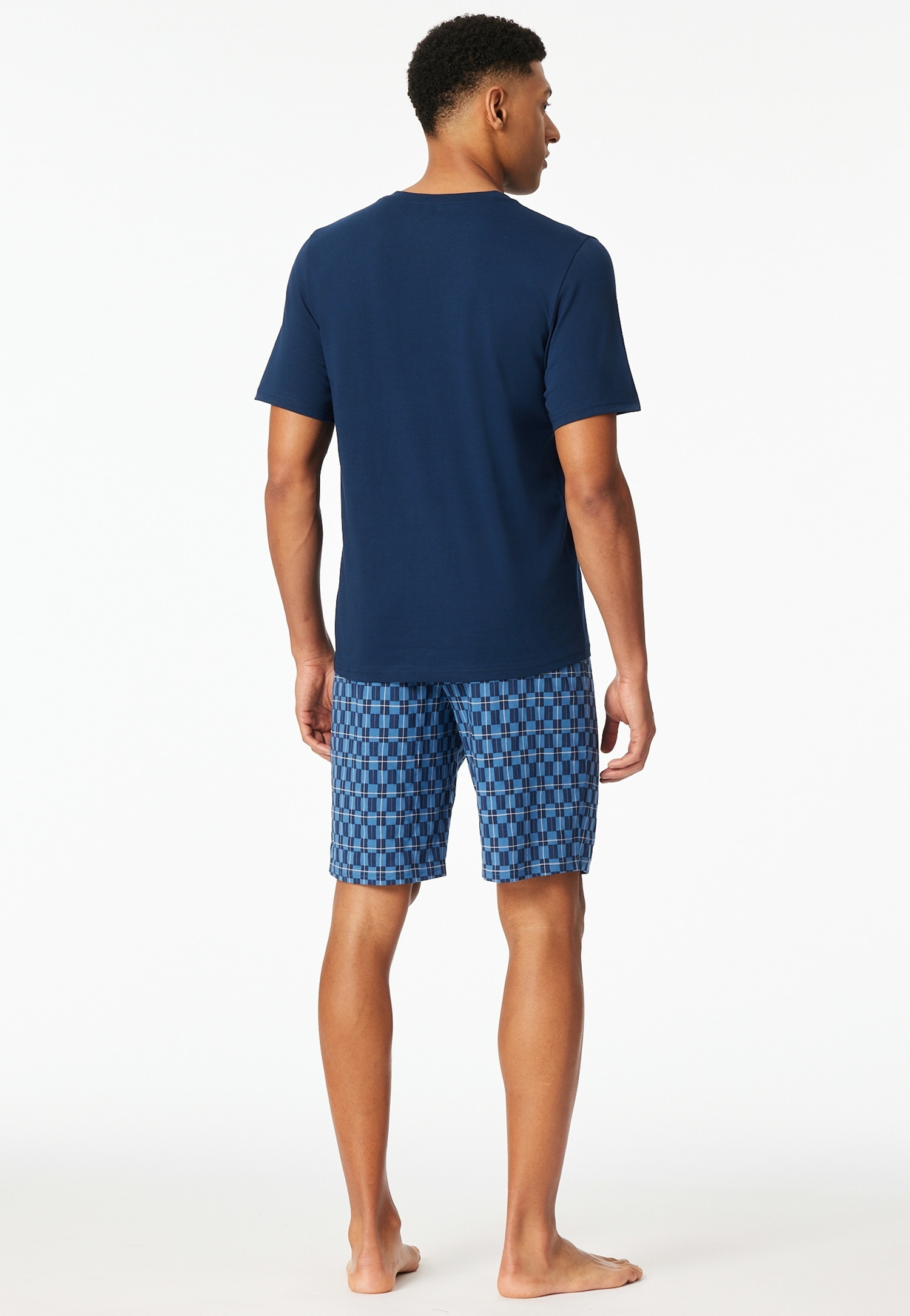 Schiesser Shorty »Casual Essentials« 2 Stk. tlg., mit unifarbenem Oberteil und gemusterter Hose