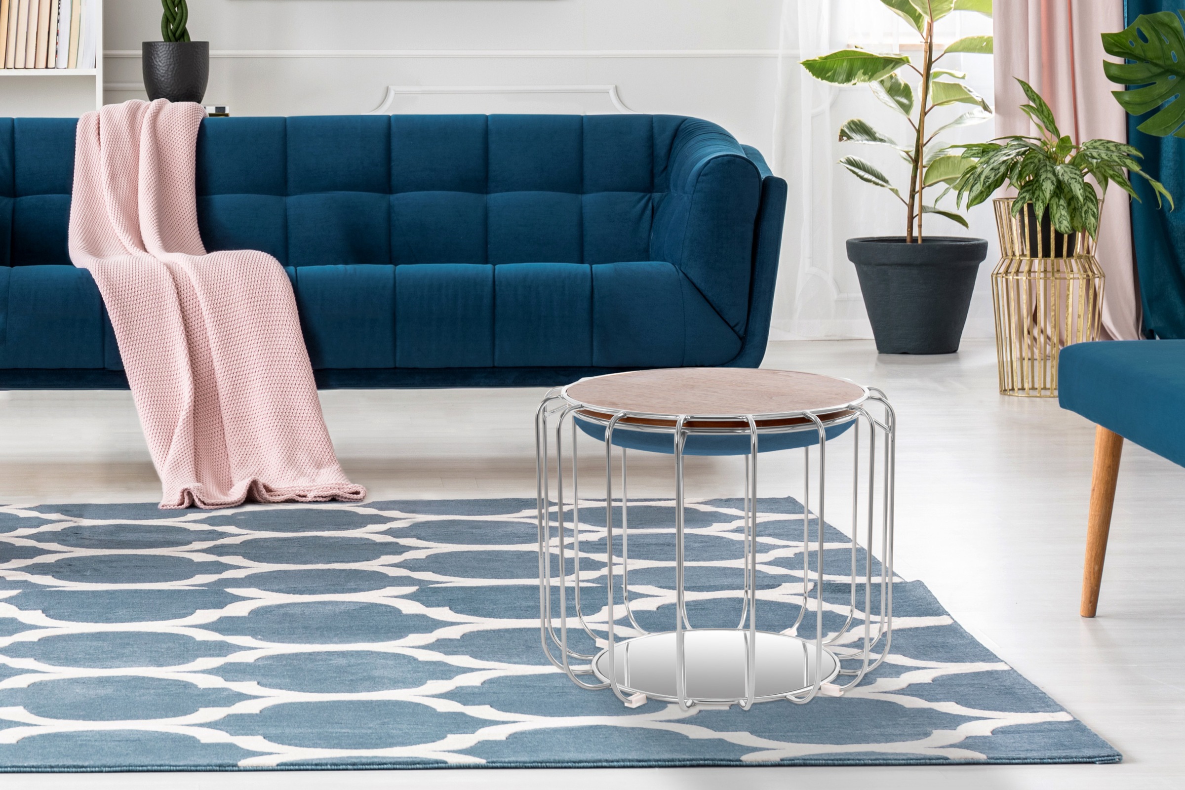 Kayoom Beistelltisch »Pouf Comfortable 110, abnehmbares und wendbares Oberteil«, (1 St.), praktisch umzuwandeln in Tisch oder Hocker, mit Spiegelglas