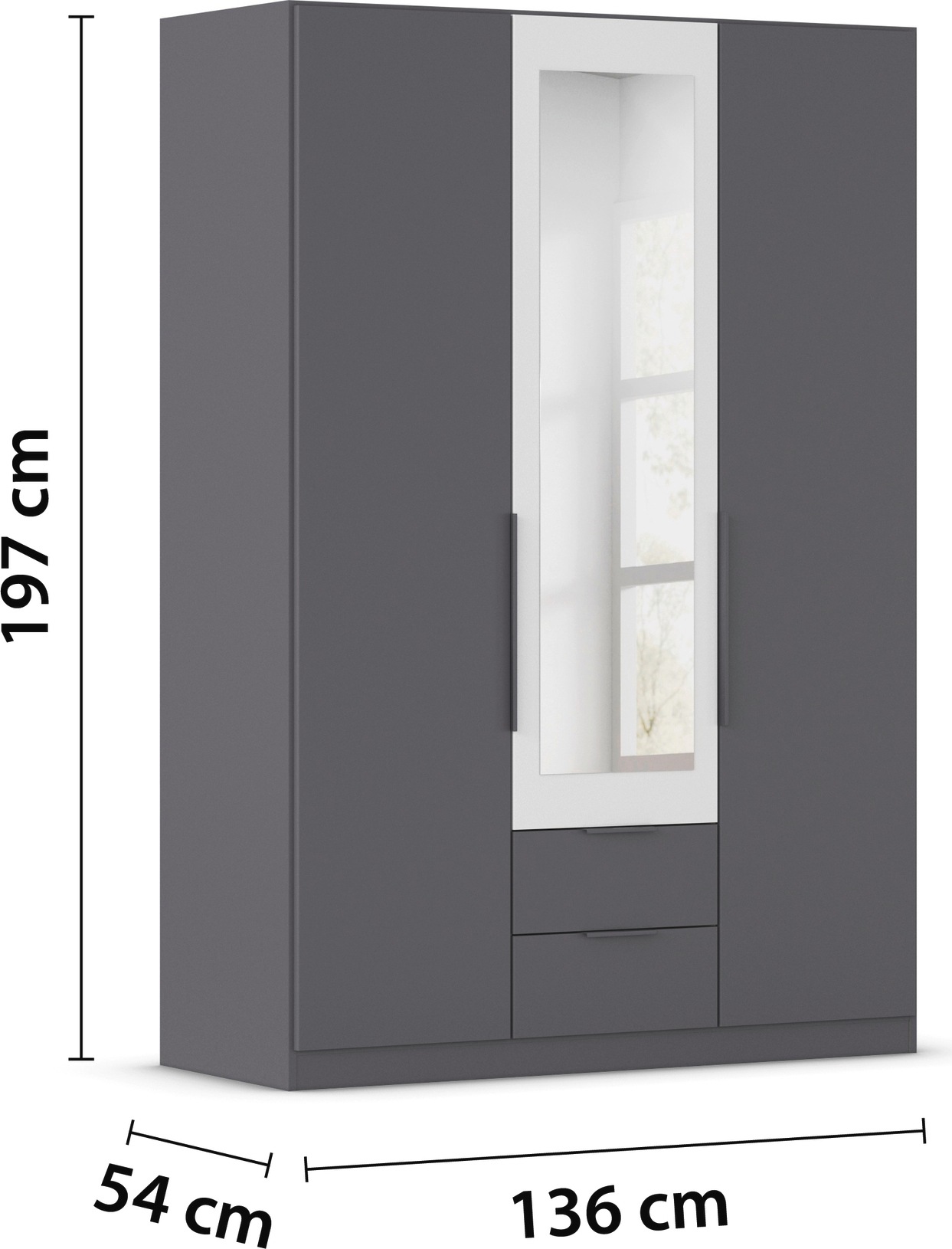 rauch Drehtürenschrank »Kleiderschrank Schrank Garderobe KREFELD optional mit Spiegel«, mit 3 Griff-Varianten, inkl. praktischen Schubladen MADE IN GERMANY