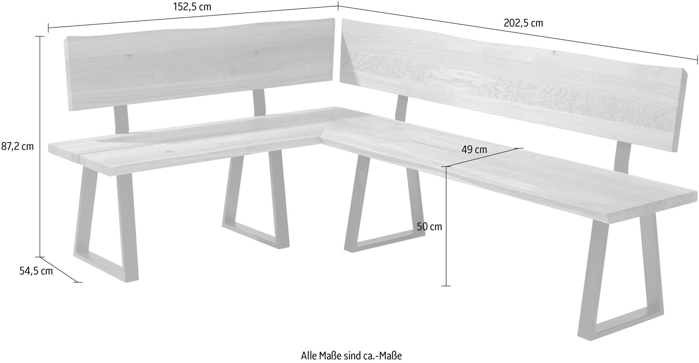 massivline&more Eckbank »Oviedo 4«, modernes Design, Gestell aus massivem Metall