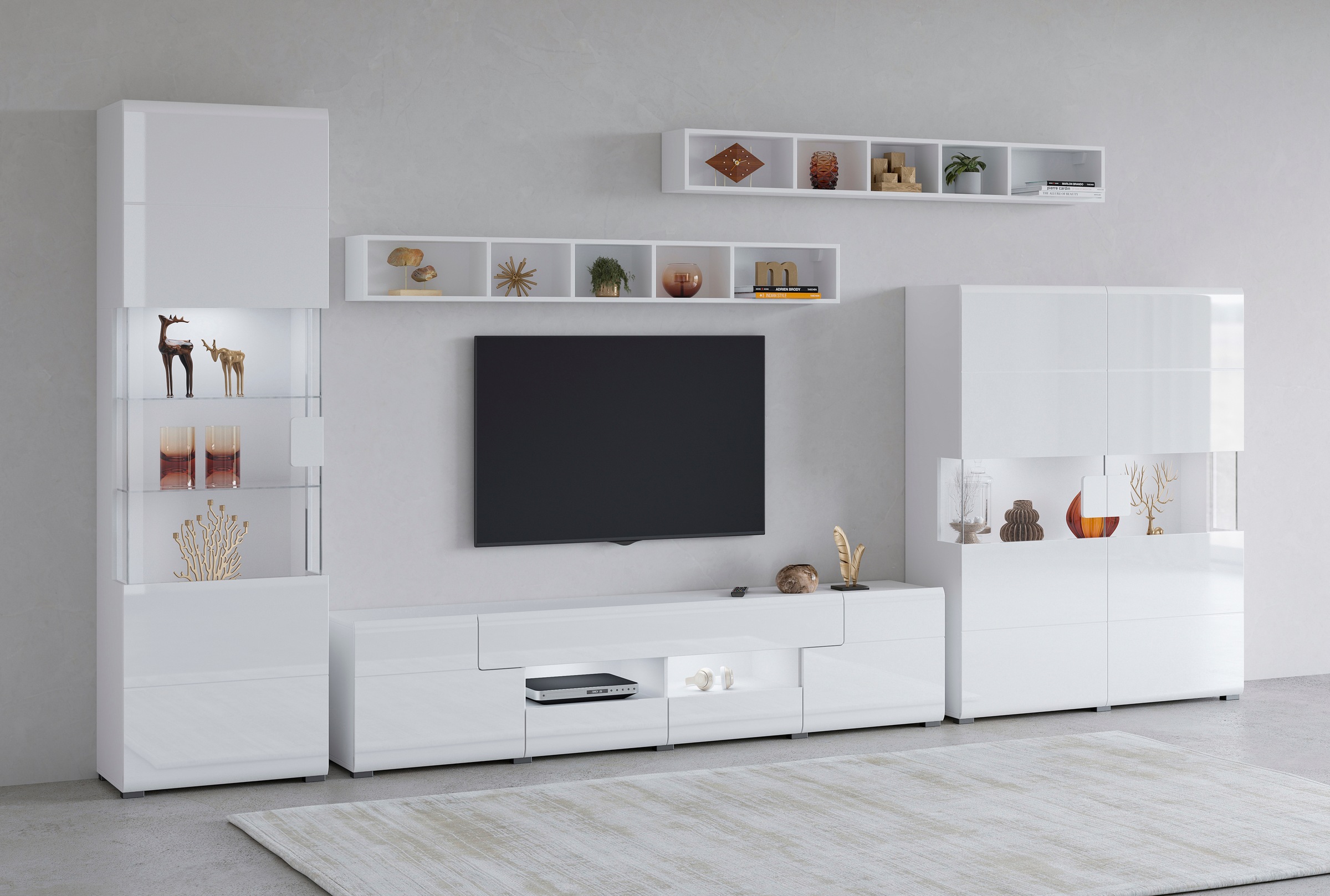 INOSIGN Wohnwand "Toledo,Breite 391cm stilvolle Mediawand ohne Beleuchtung" günstig online kaufen