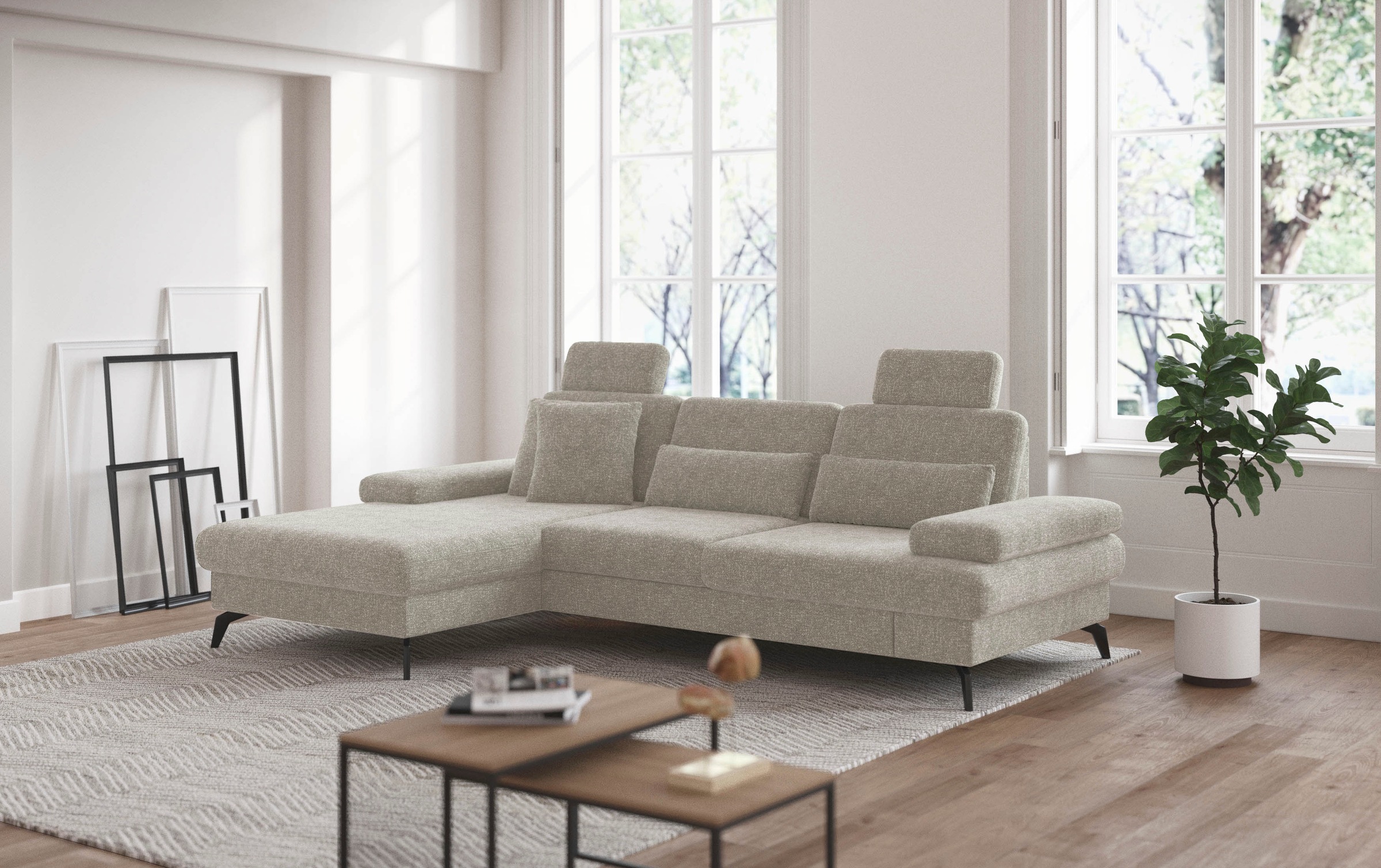 sit&more Ecksofa »Morris L-Form, inkl. Sitztiefenverstellung«, wahlweise mit Armteilverstellung, Bettfunktion & Bettkasten