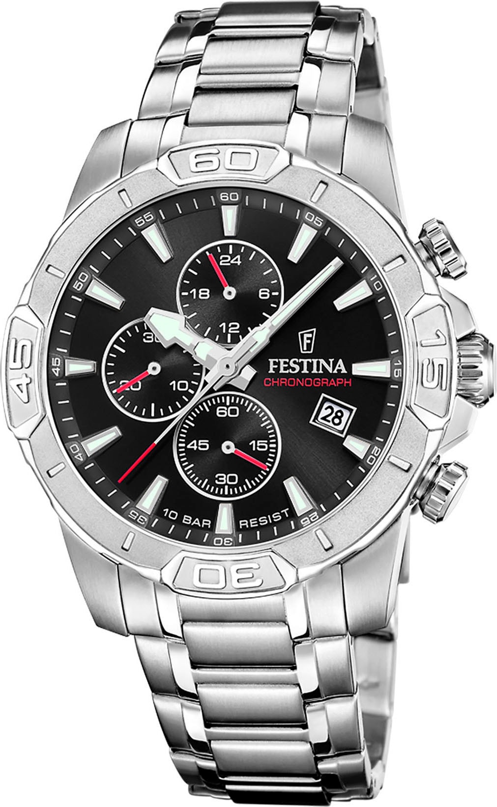 Festina Chronograph »Timeless Chronograph« Quarzuhr, Armbanduhr, Herrenuhr, Edelstahlarmband, analog, Tag