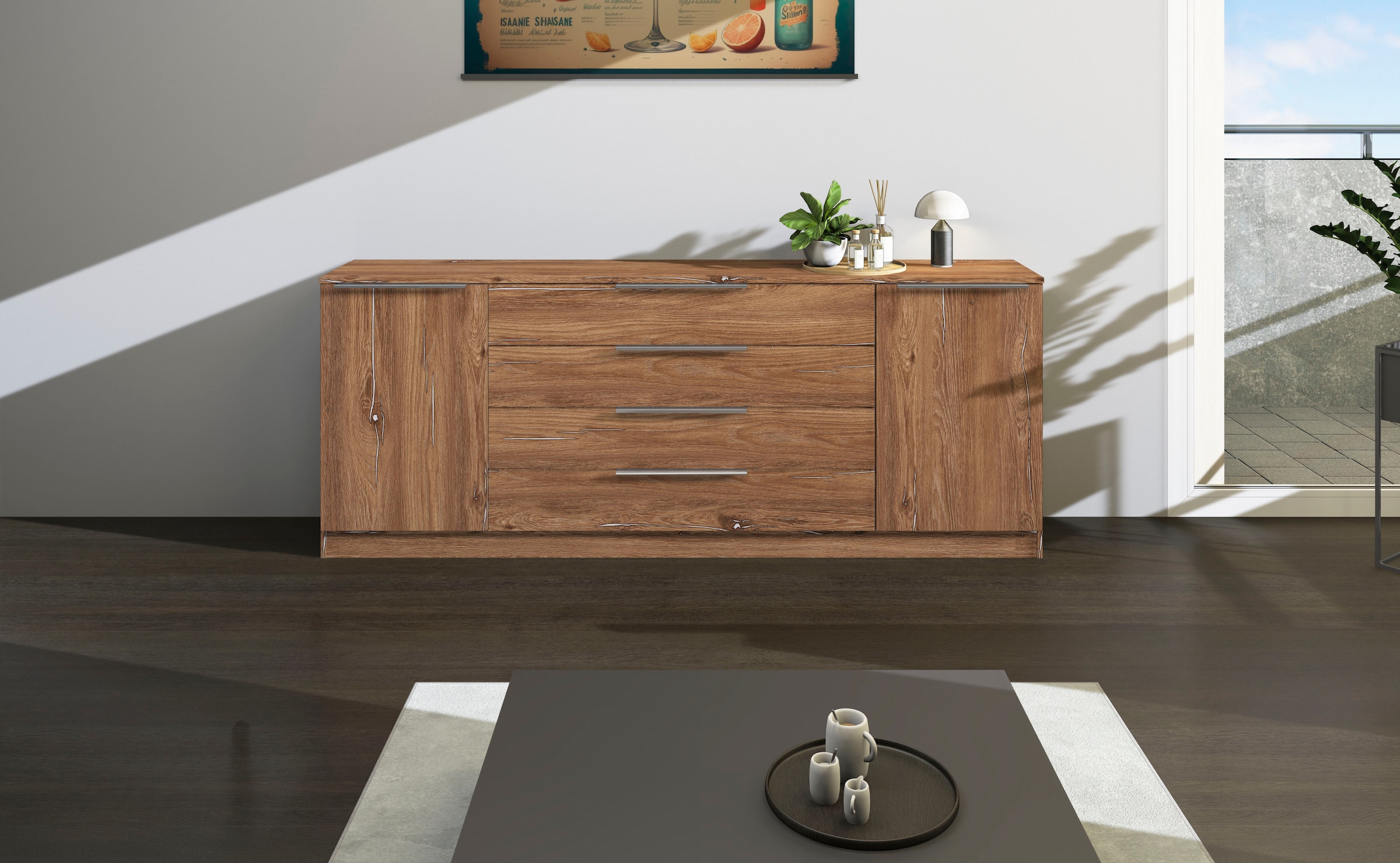 borchardt Möbel Kommode »Oliva«, Breite 200 cm, mit 4 Schubkästen