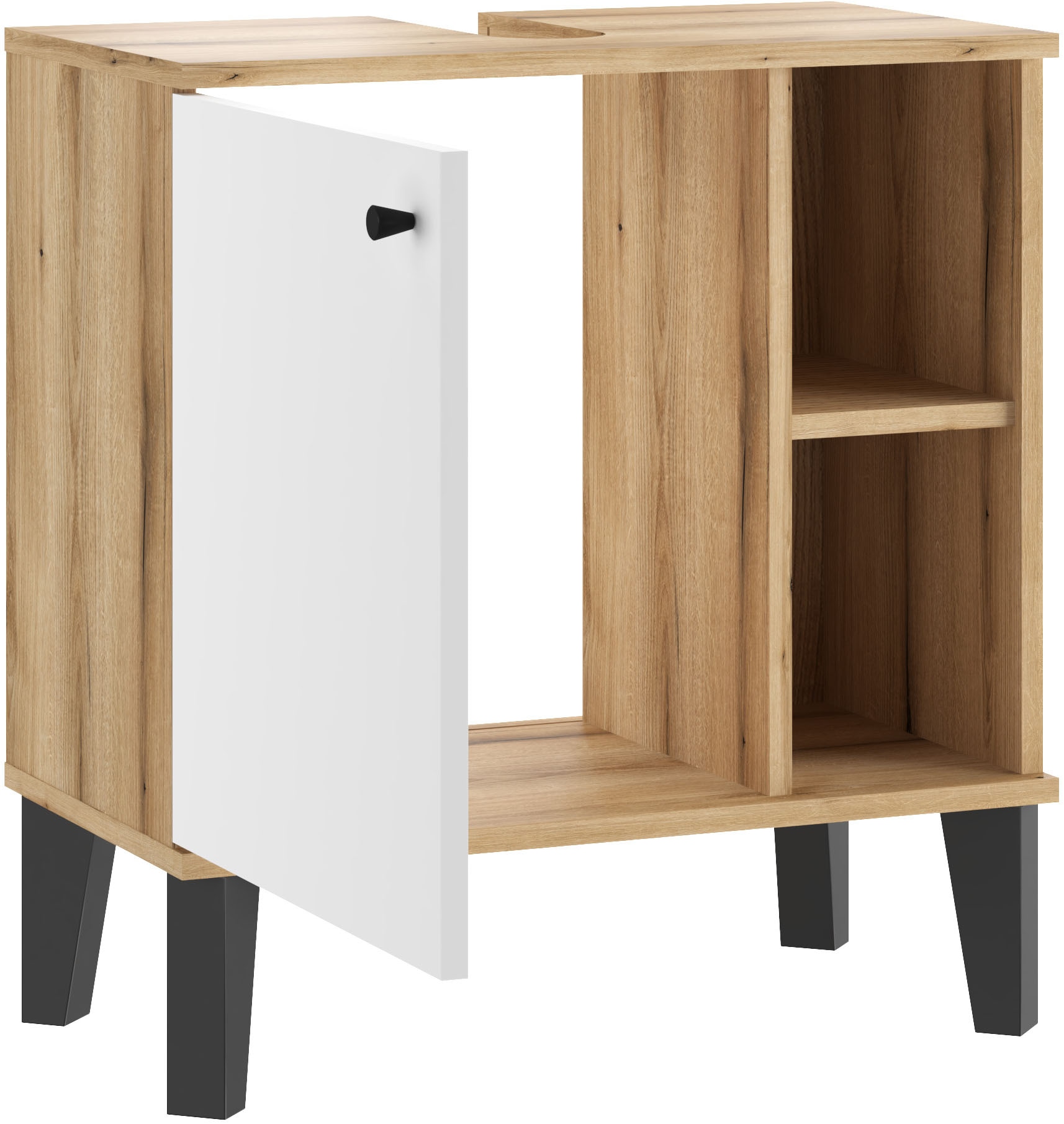 INOSIGN Waschbeckenunterschrank »Oslo, Waschtisch mit Knopfgriff, Badschrank im skandinavischen Design«, in der Türfarbe Weiß oder Grau verfügbar, ausreichend Stauraum