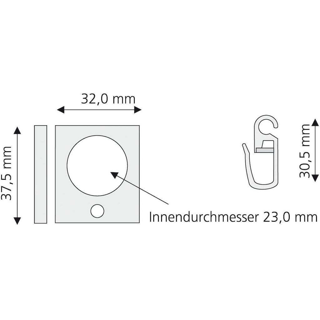 Liedeco Gardinenring, (Set, 8 St., mit Faltenlegehaken)