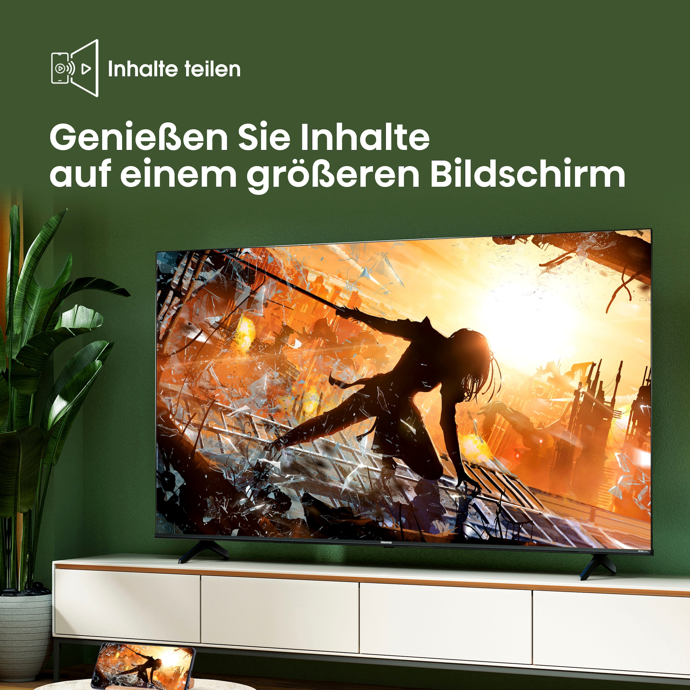 Hisense LED-Fernseher, 139 cm/55 Zoll, 4K Ultra HD, Smart-TV, Smart-TV, Dolby Vision, Triple Tuner DVB-C/S/S2/T/T2