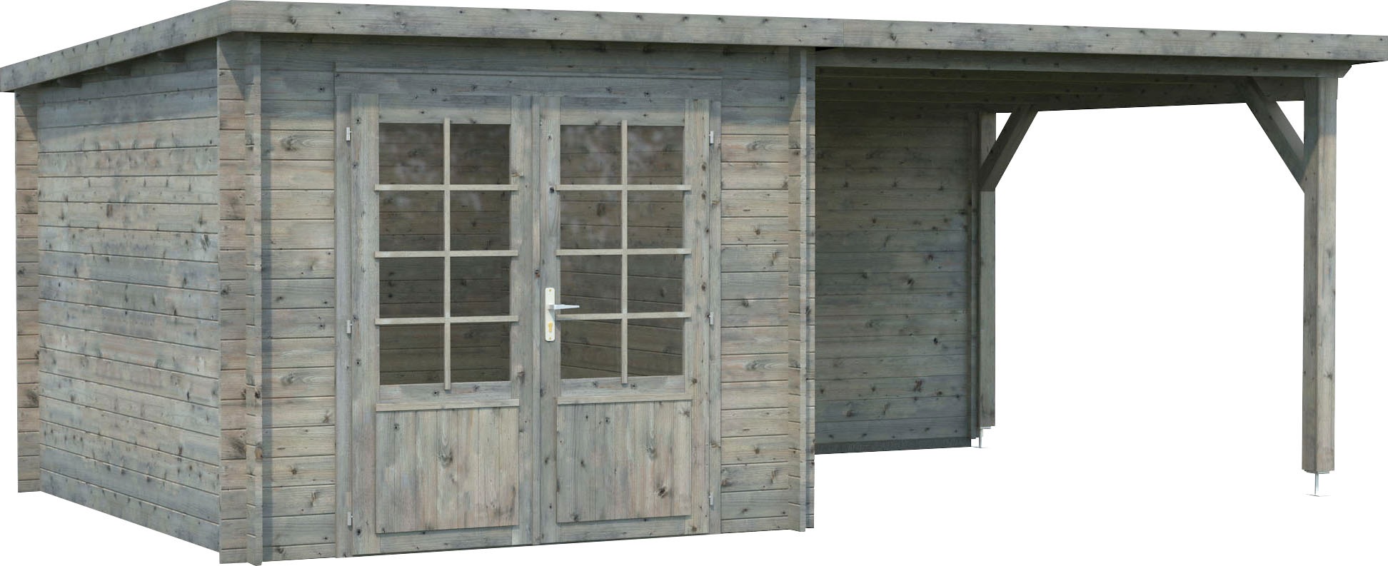 PALMAKO Gartenhaus »Ella« 6, 9+8, 2 m², mit Anbaudach grau