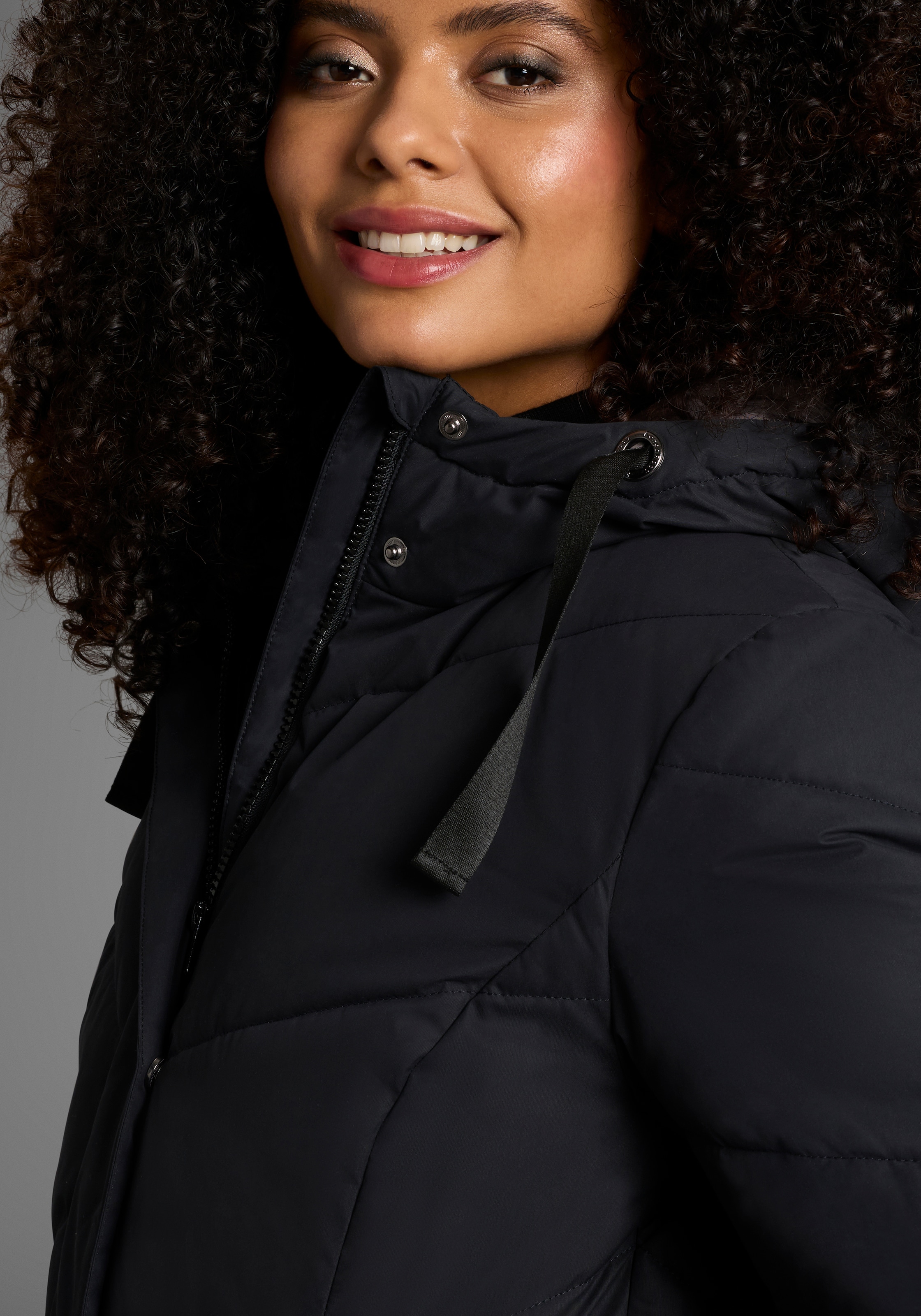 KangaROOS Steppmantel Langer Wintermantel mit seitlichen Knöpfen und Kapuze