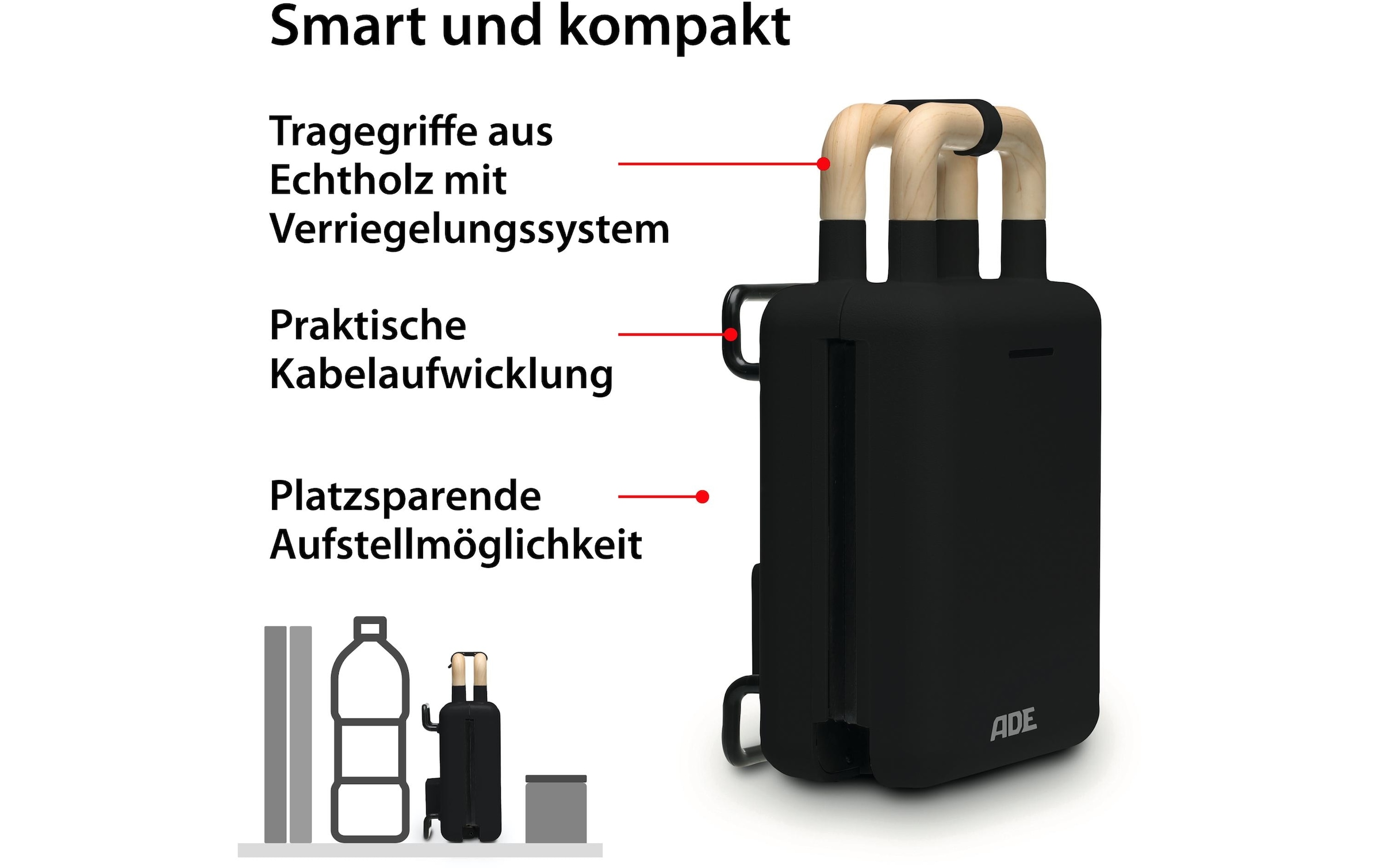 ADE Waffeleisen »Schwarz« 600 W