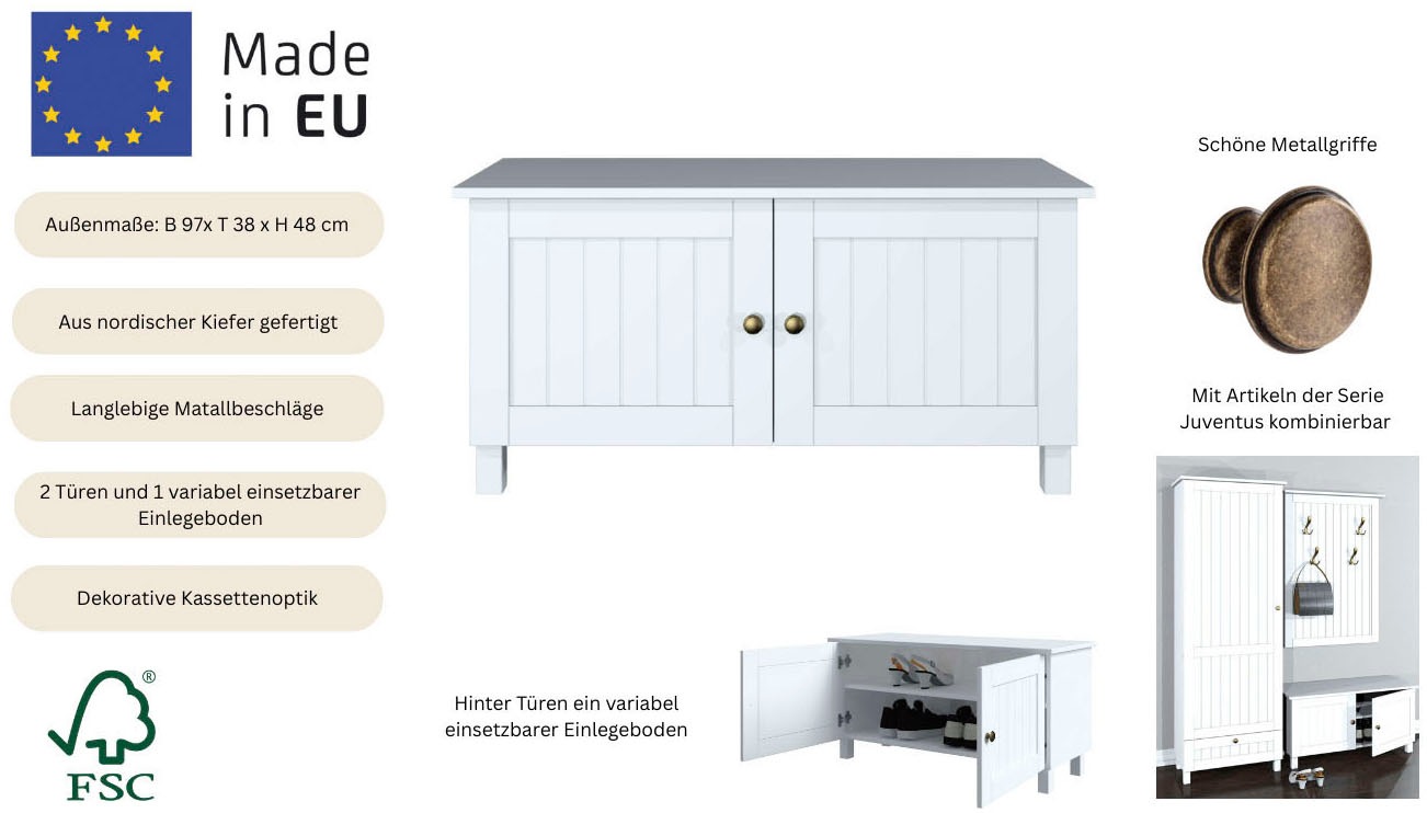 Home affaire Sitzbank »Juventus« 1 Stk. tlg. aus massiver Kiefer, Breite 97 cm