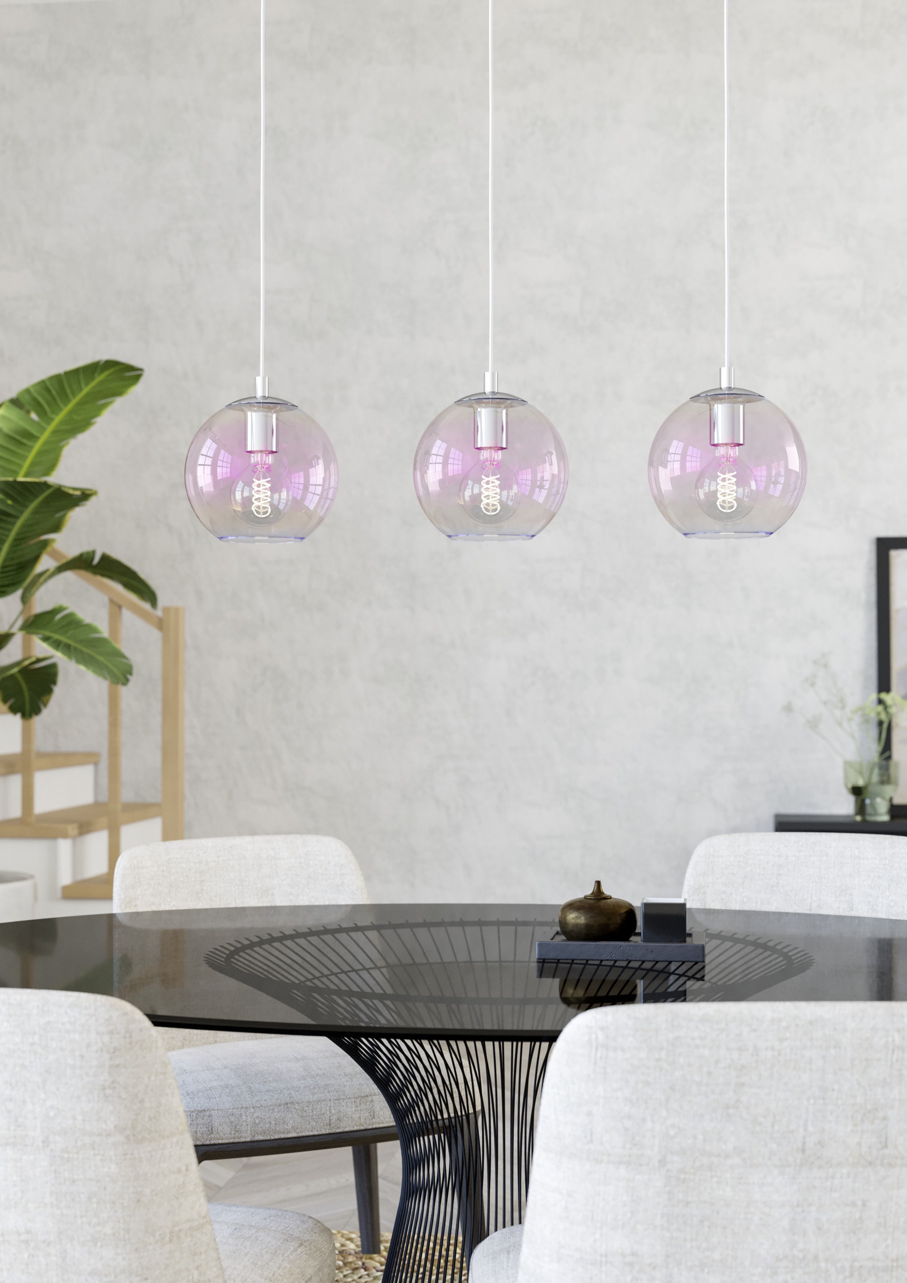 EGLO Hängeleuchte »ARISCANI 2 Pendellampe - Stahl - E27 - 3X60W - IP20« E27 1 Stk. Hängelampe, Deckenlampe, Wohnzimmer, Esszimmer, L76,5 x B16,5 x H110cm