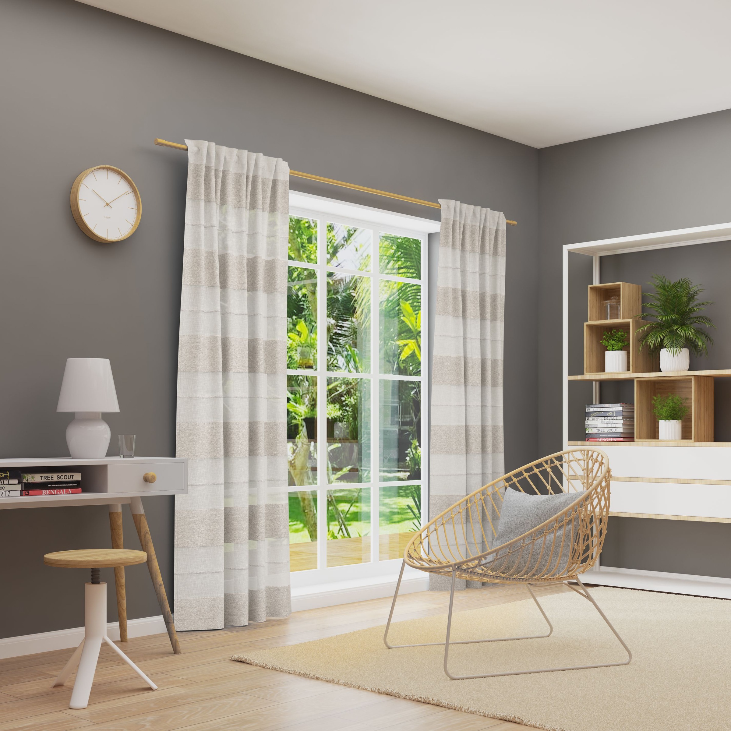 Neutex for you! Vorhang »FENJA« Multifunktionsband 1 Stk. tlg. Halbtransparenter Jacquardstoff mit Streifenstruktur