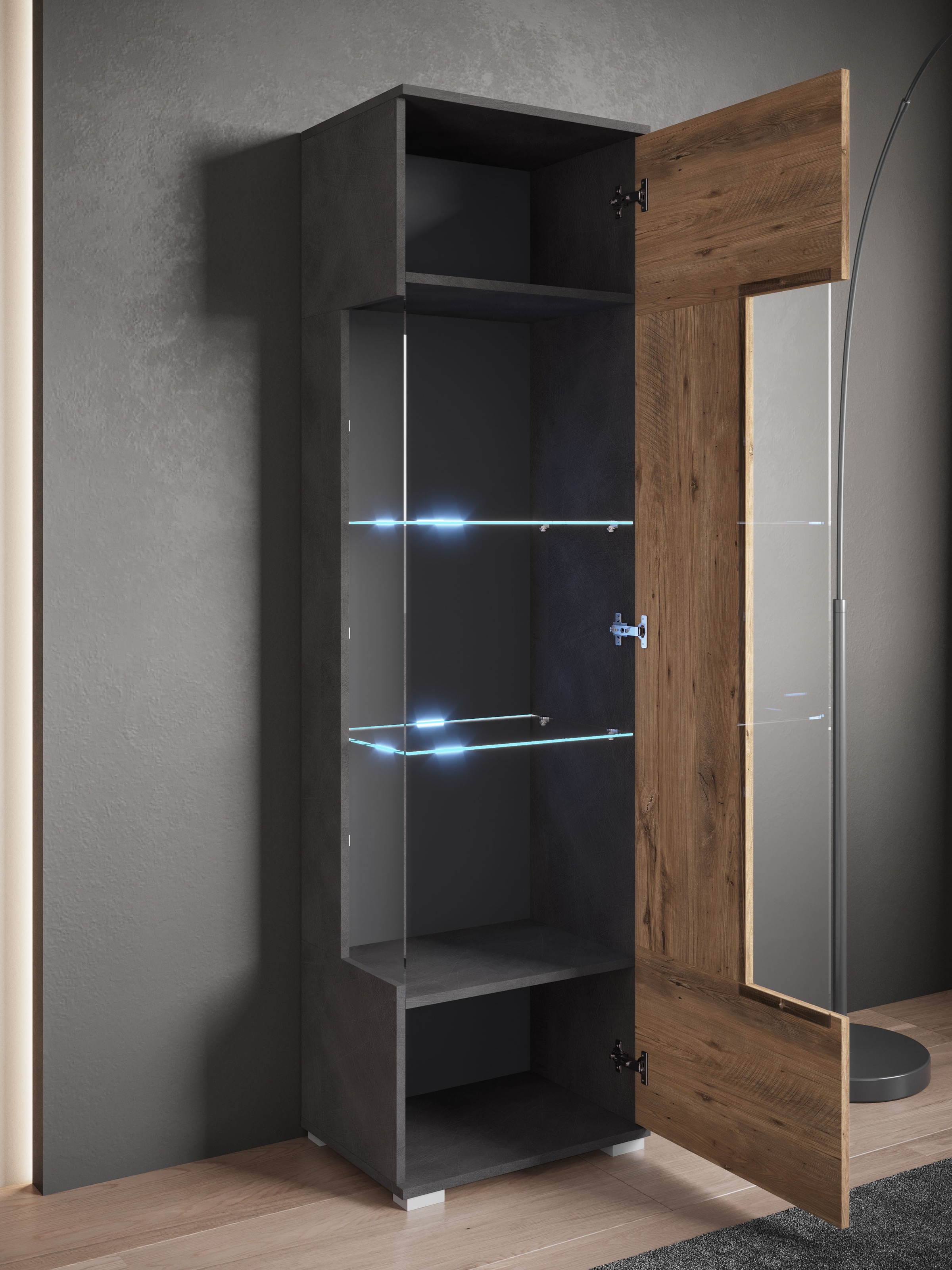 INOSIGN Vitrine »Kenia, stehend und hängend, Türanschlag wechselbar«, (1 St.), Vitrineschrank mit Glastüren 160 cm Höhe