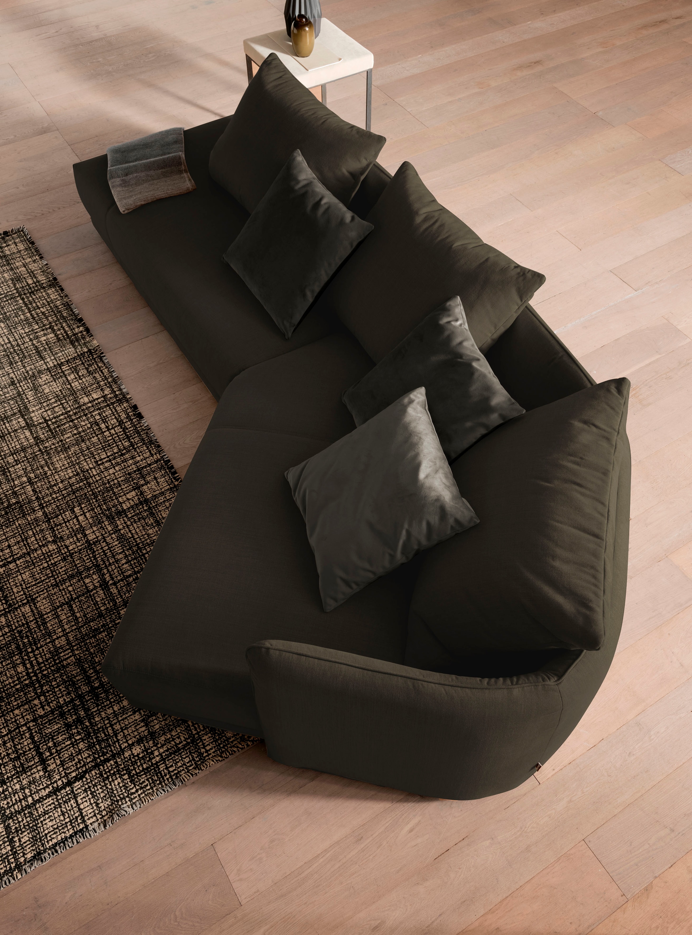 designwerk Ecksofa »New York L-Form, anmutendes Designsofa« mit moderner R&ung im Rücken