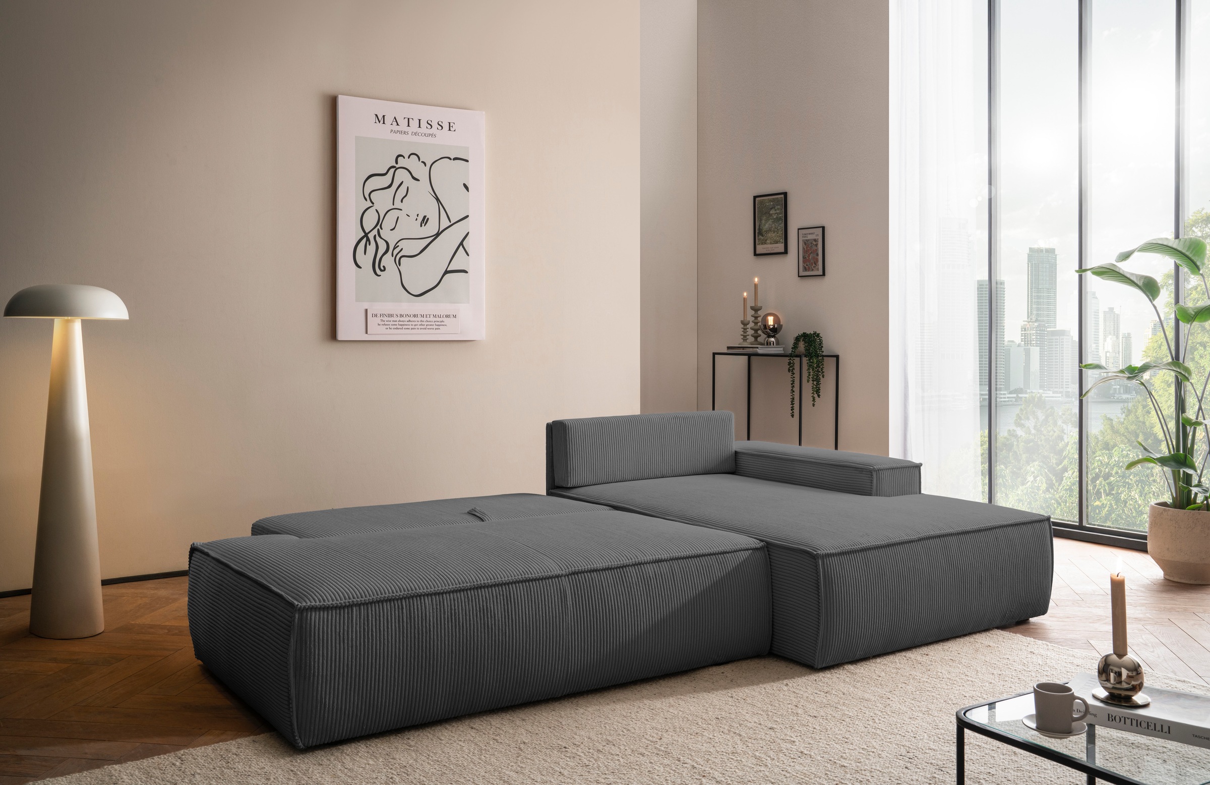 Home affaire Ecksofa »SHERWOOD, Schlafsofa in L-Form offen (275cm), Cord, L günstig online kaufen