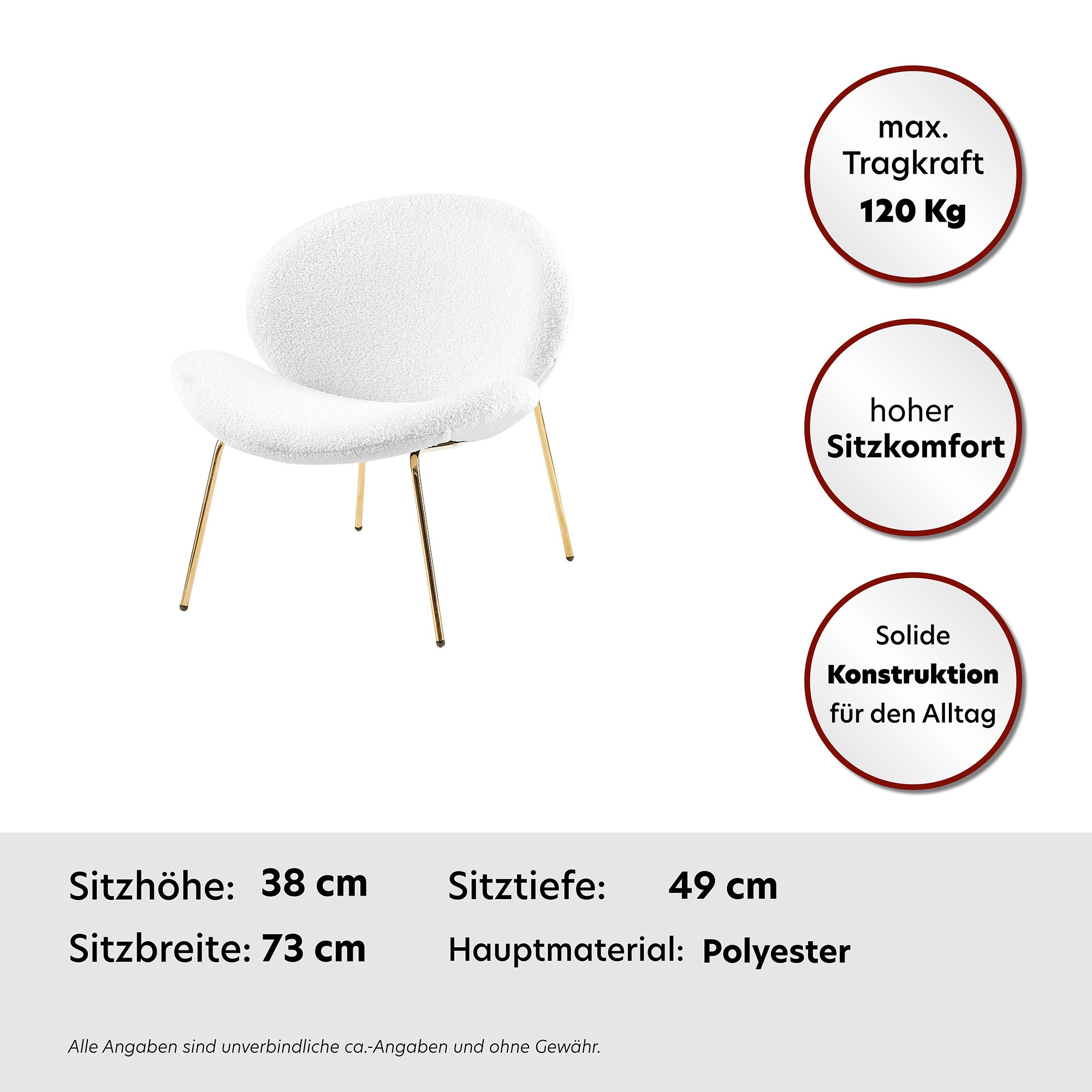 Kayoom Polsterstuhl »Stuhl Jaden 125 2er-Set, im angesagten Stoff mit dem Kräusel-Effekt«, (Set), 2 St., Ästhetisch minimalistisches Design, Bouclé Stoff, breites Sitzen