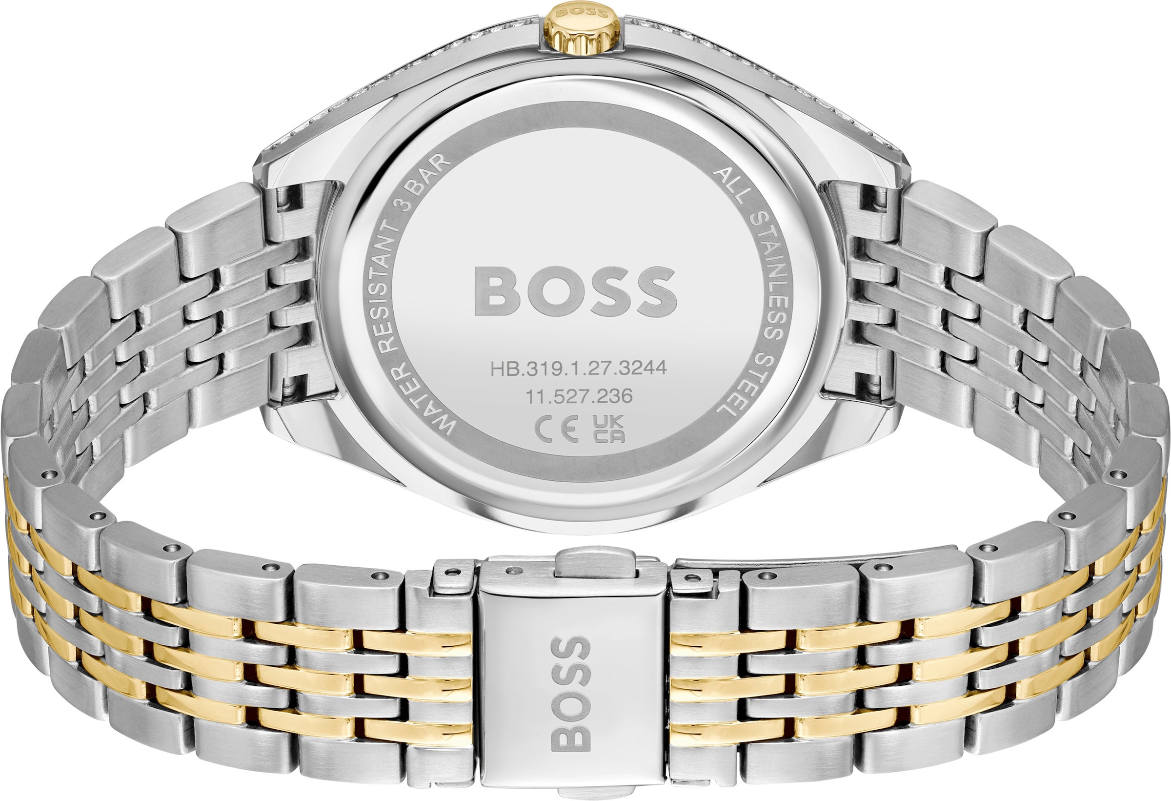 BOSS Multifunktionsuhr »SAYA, 1502702«, Quarzuhr, Damenuhr, Armbanduhr, Glaskristalle, Datum