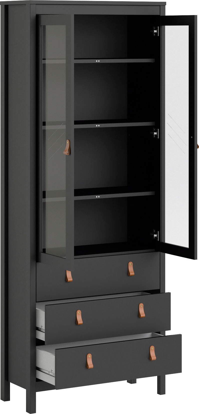 Home affaire Vitrine »Madrid, Glasvitrine Vitrinenschrank Ausstellung Sammelvitrine«, mit 2 Glastüren und 3 Schubladen, Breite 78 cm