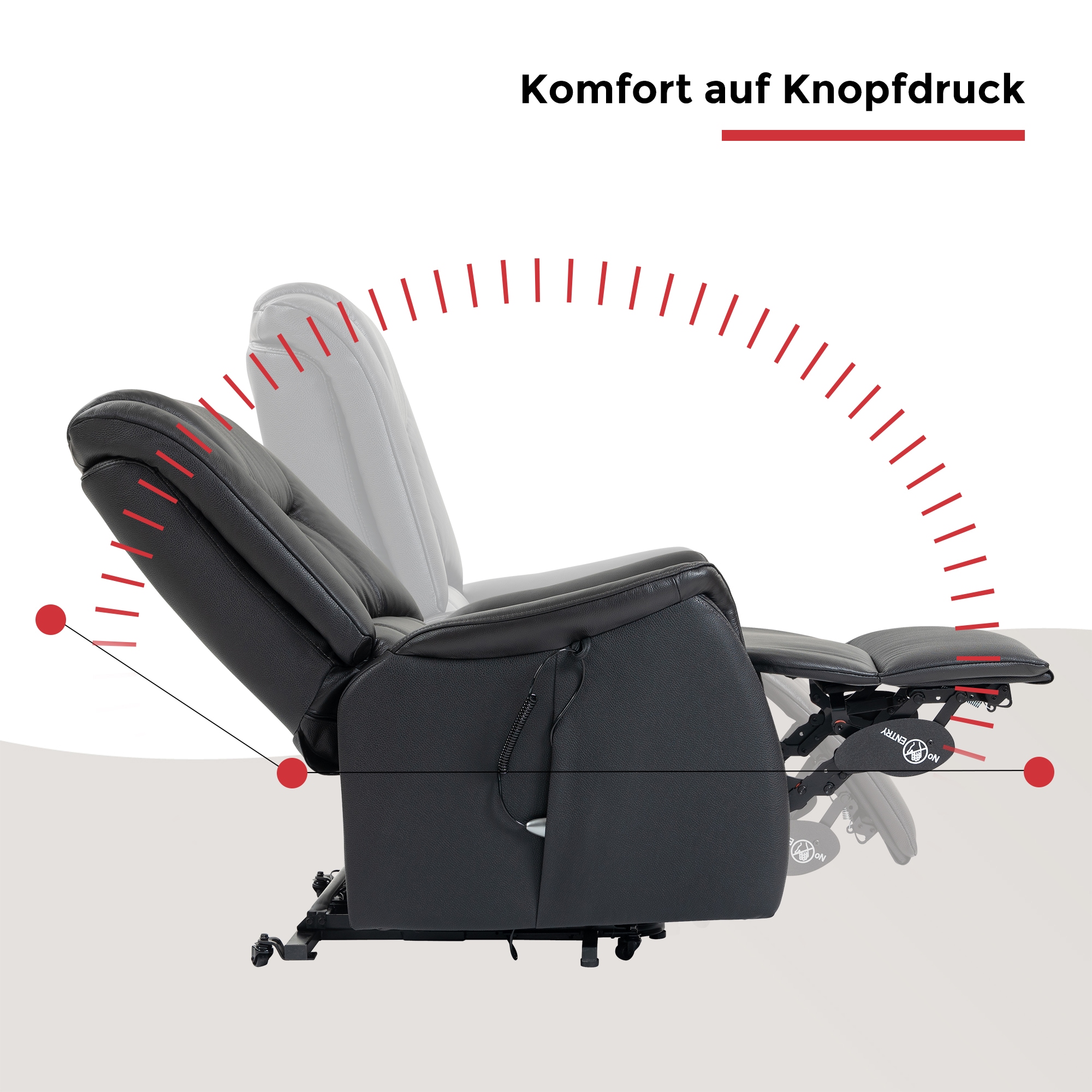 Duo Collection TV-Sessel »Messina XXL bis 150 kg belastbar, mit elektrischer Aufstehhilfe« Relaxfunktion und Taschenfederkern mit Stahlwellenunterfederung
