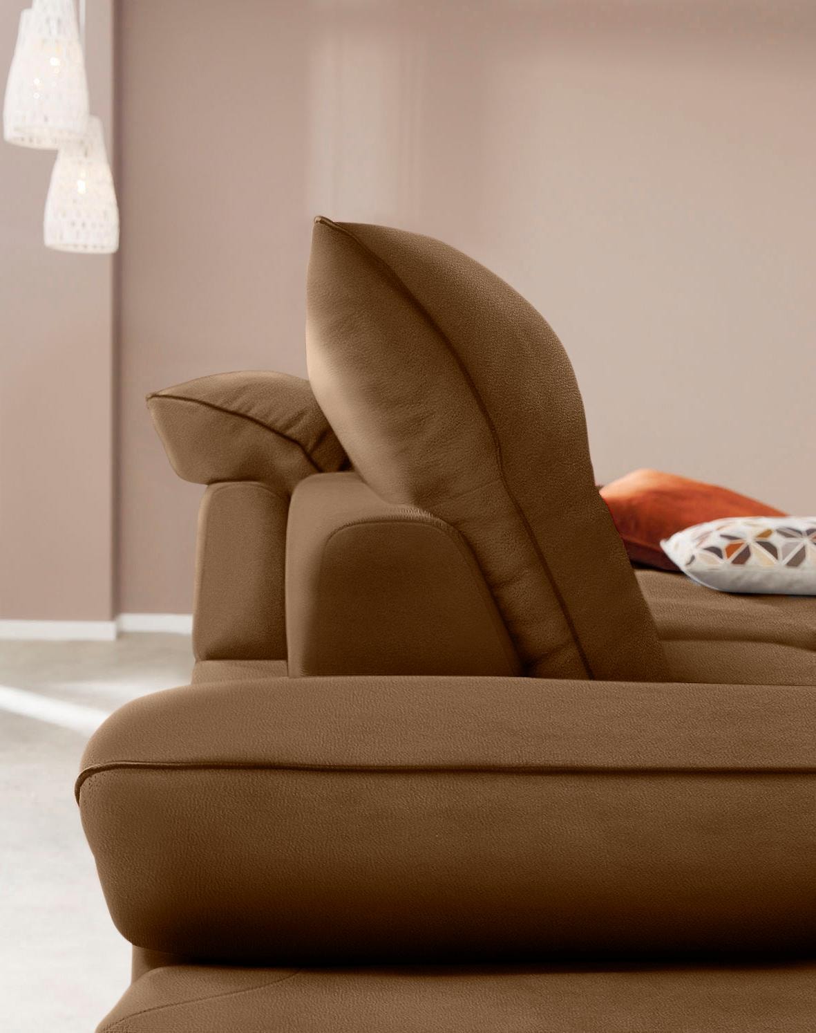 W.SCHILLIG Ecksofa »enjoy&MORE, mit tollem Sitzkomfort, elegant und bequem, L-Form«, mit Sitztiefenverstellung, Füße silber matt, Breite 294 cm