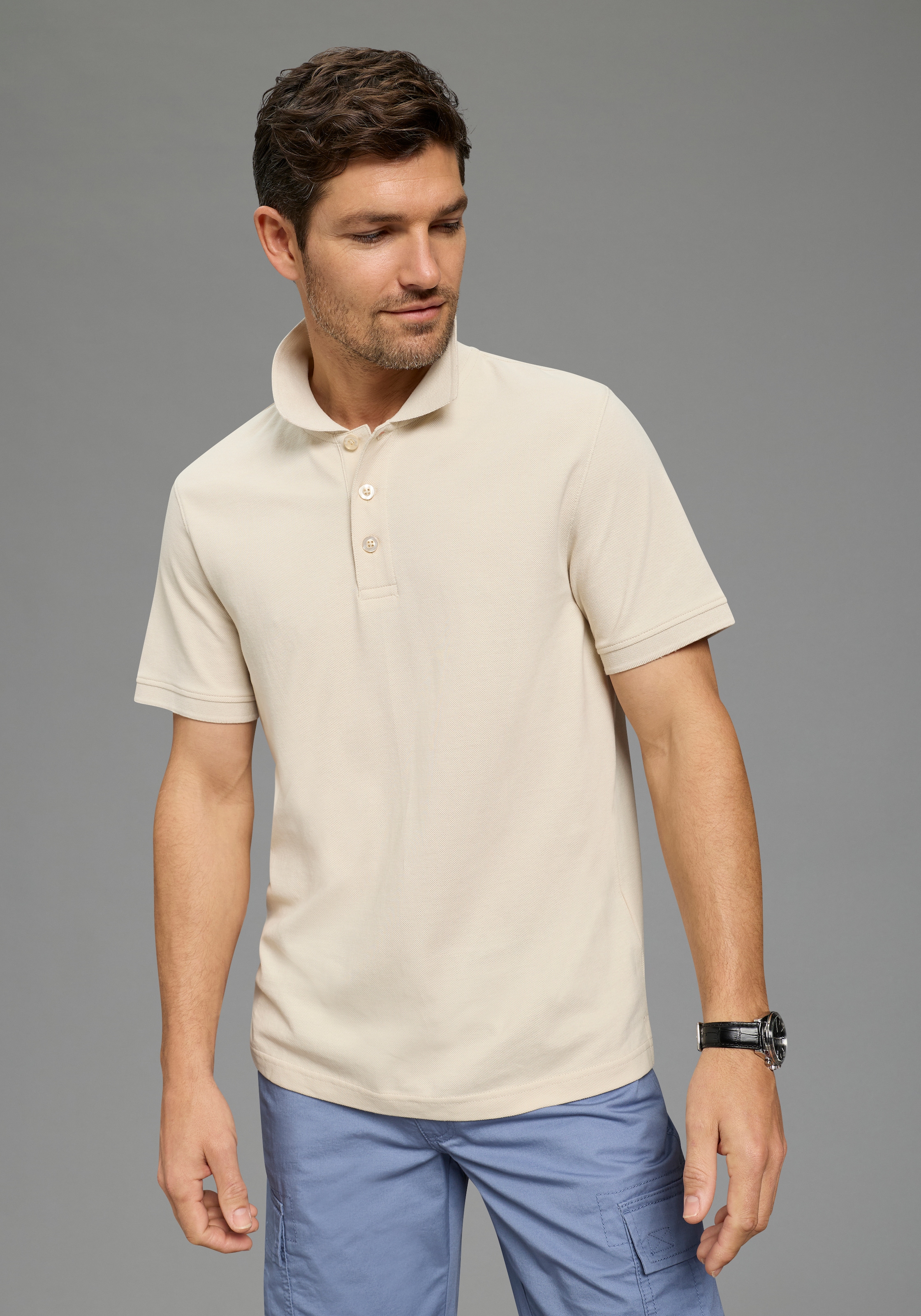 Man's World Poloshirt Kurzarm,  lockere Passform,  unifarben