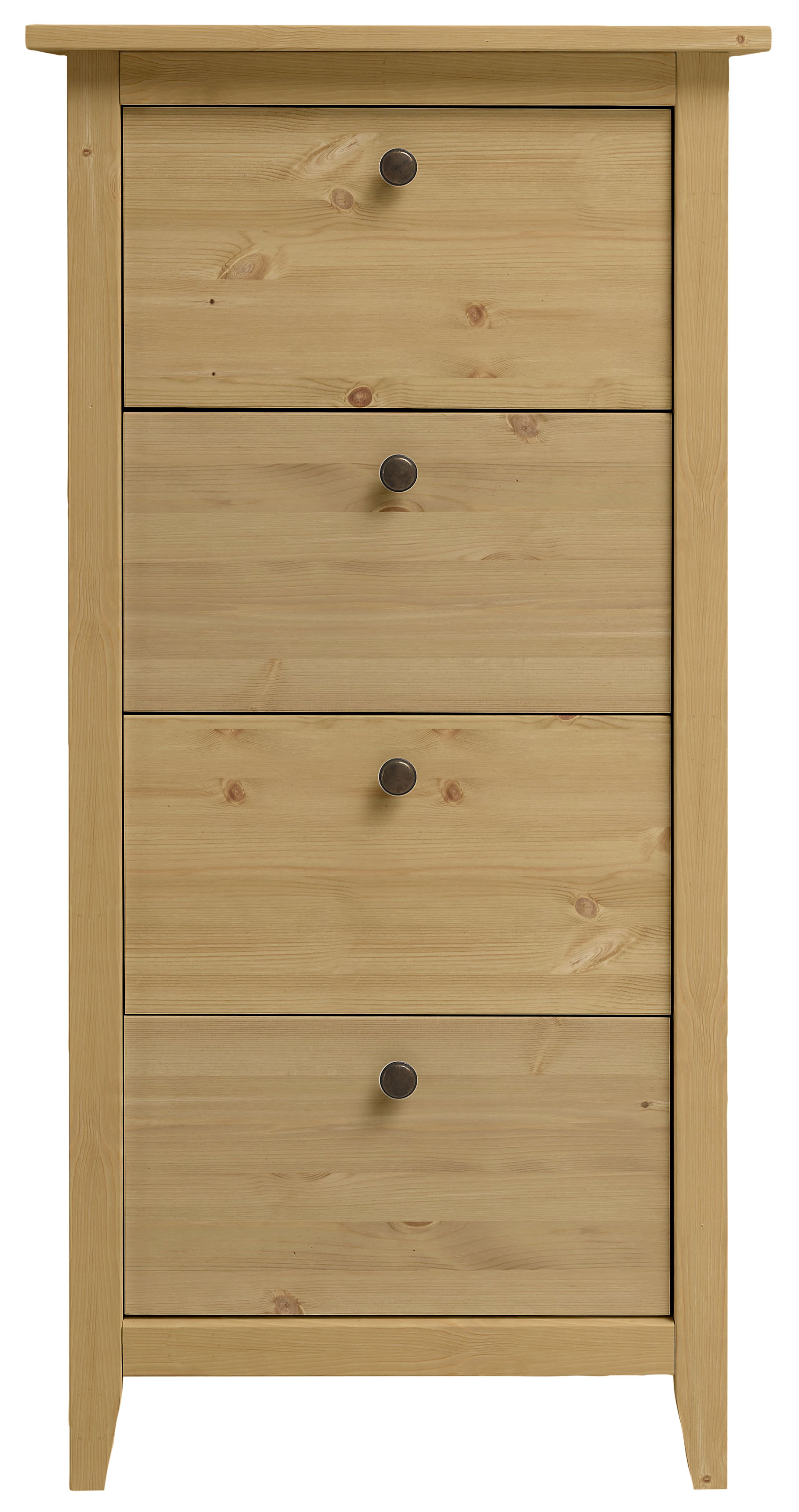 Wohnglücklich Kommode „Solvita“, Hochkommode, Schrank, Kiefer massiv, Breite 58 cm, Landhaus, Gebeizt geölt B/H/T: 58 cm x 115 cm x 40 cm