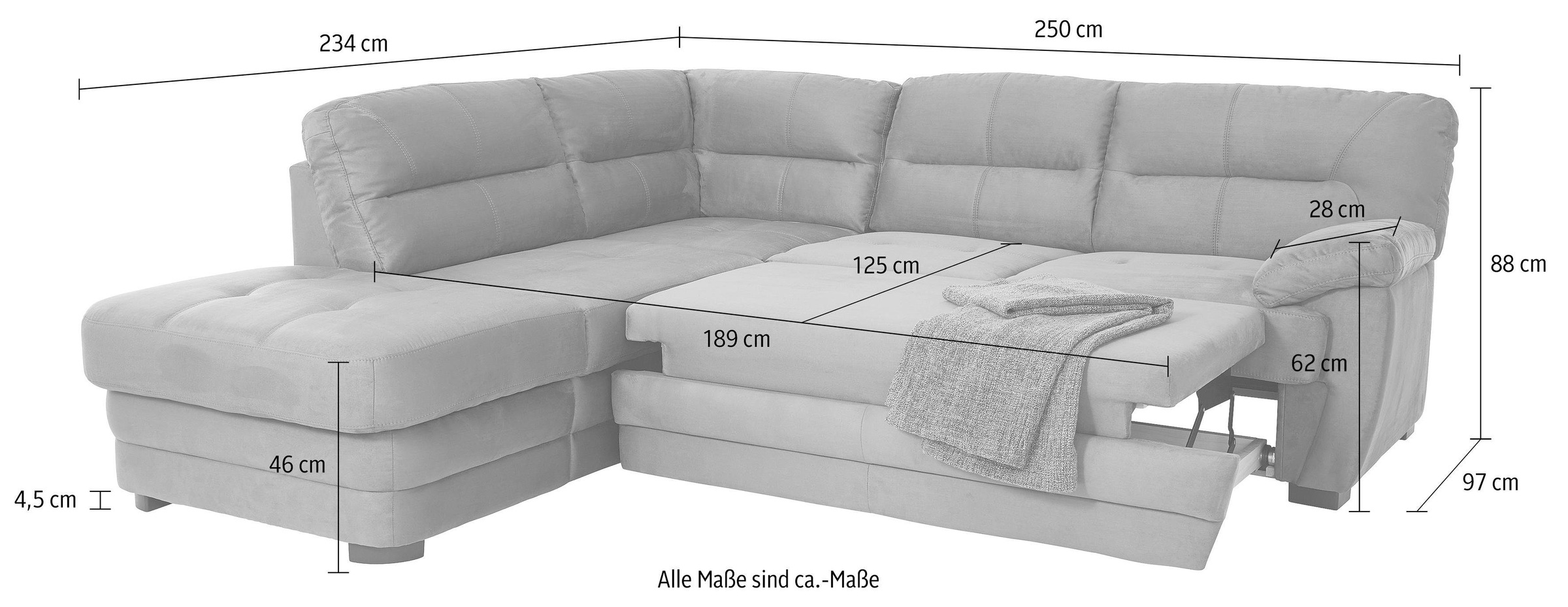 COTTA Polstergarnitur »Royale«, (Set), bestehend aus Ecksofa & Hocker, optional mit Bettfunktion und -kasten